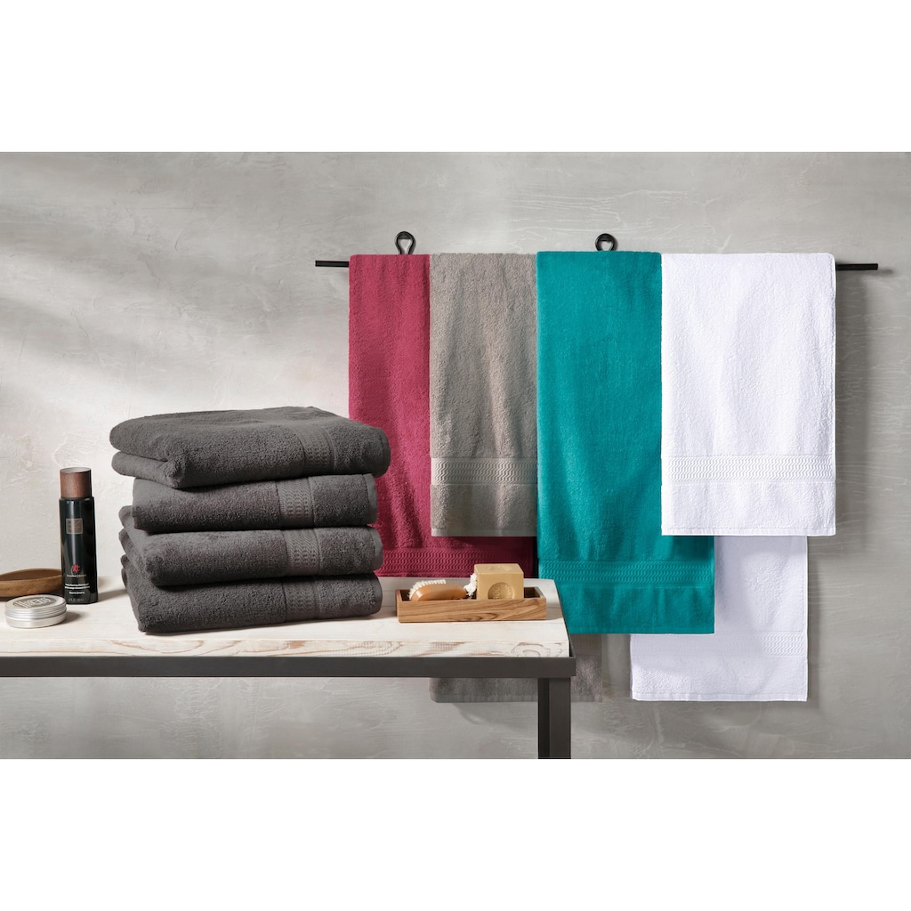 my home Badetücher »Juna«, (4 St.), im Set und als Serie, mit feiner Strukturbordüre, Badehandtücher in modernen Unifarben, Bade-Handtuchset, aus 100% Baumwolle
