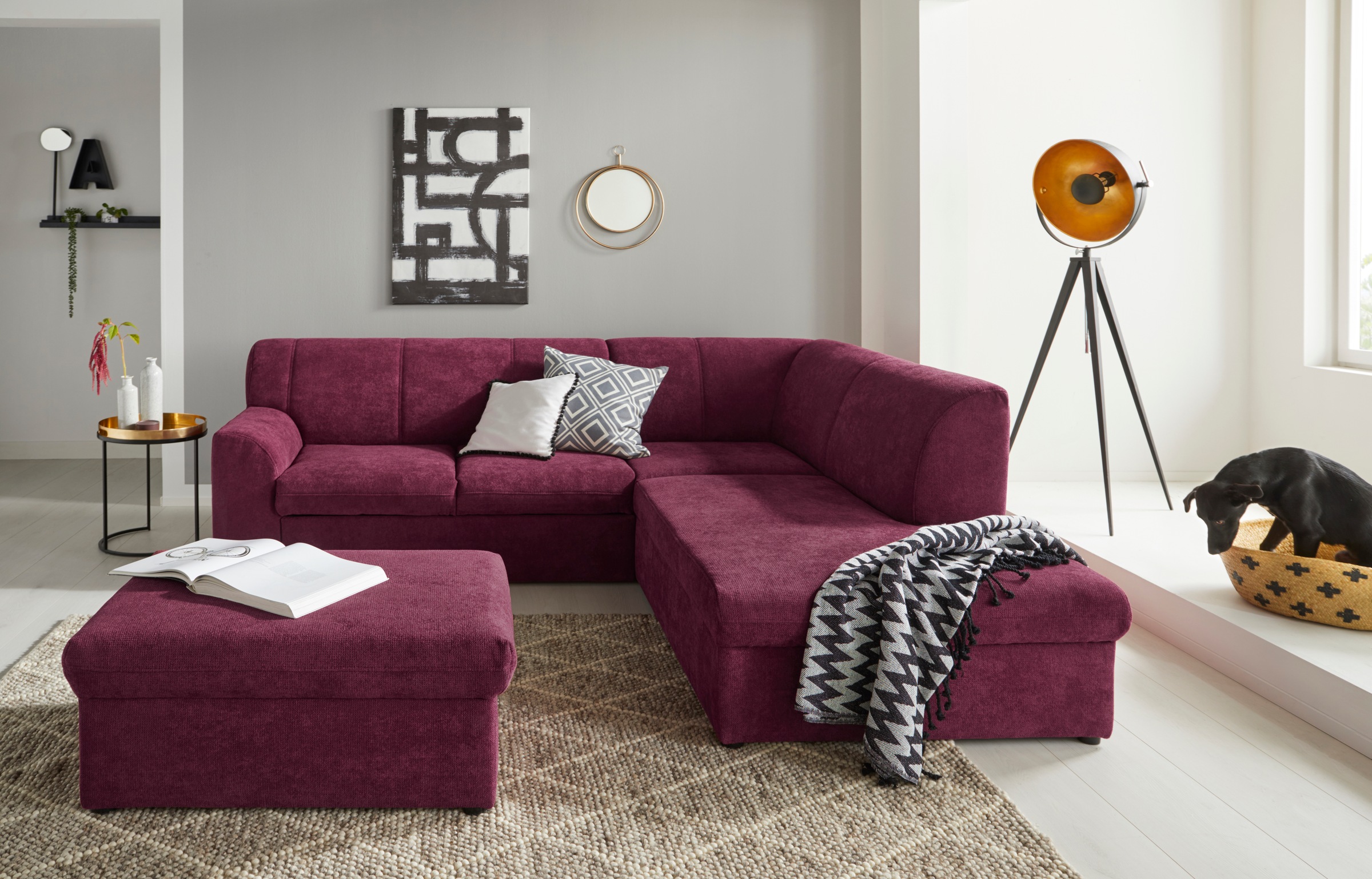 DOMO collection Ecksofa »Topper zeitlos elegant, kompakte Stellmaße, OTTOs Choice, L-Form«, mit Ottomane, wahlweise mit Schlaffunktion