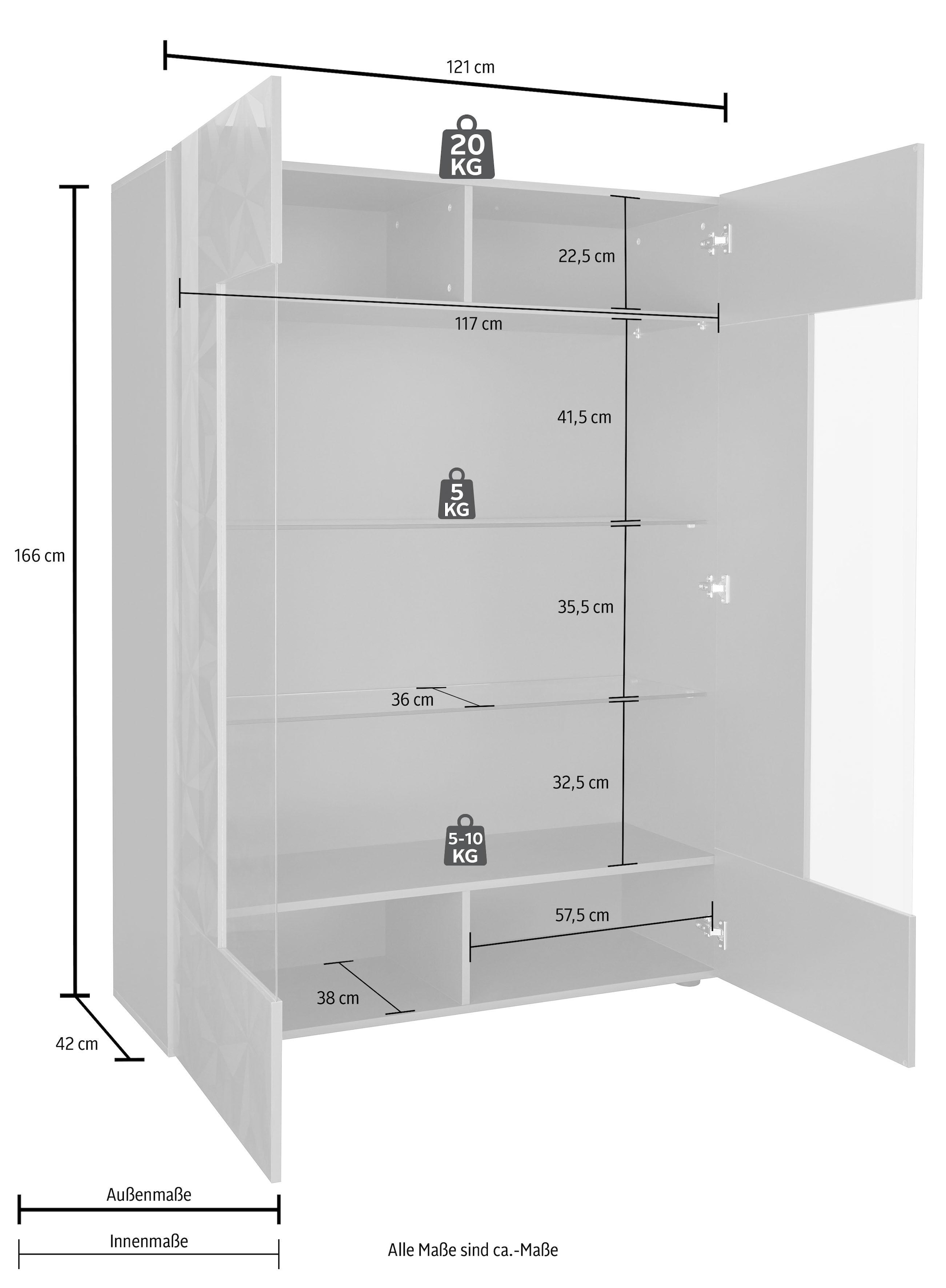 LC Stauraumvitrine »Prisma«, Höhe 166 cm auf Raten bestellen