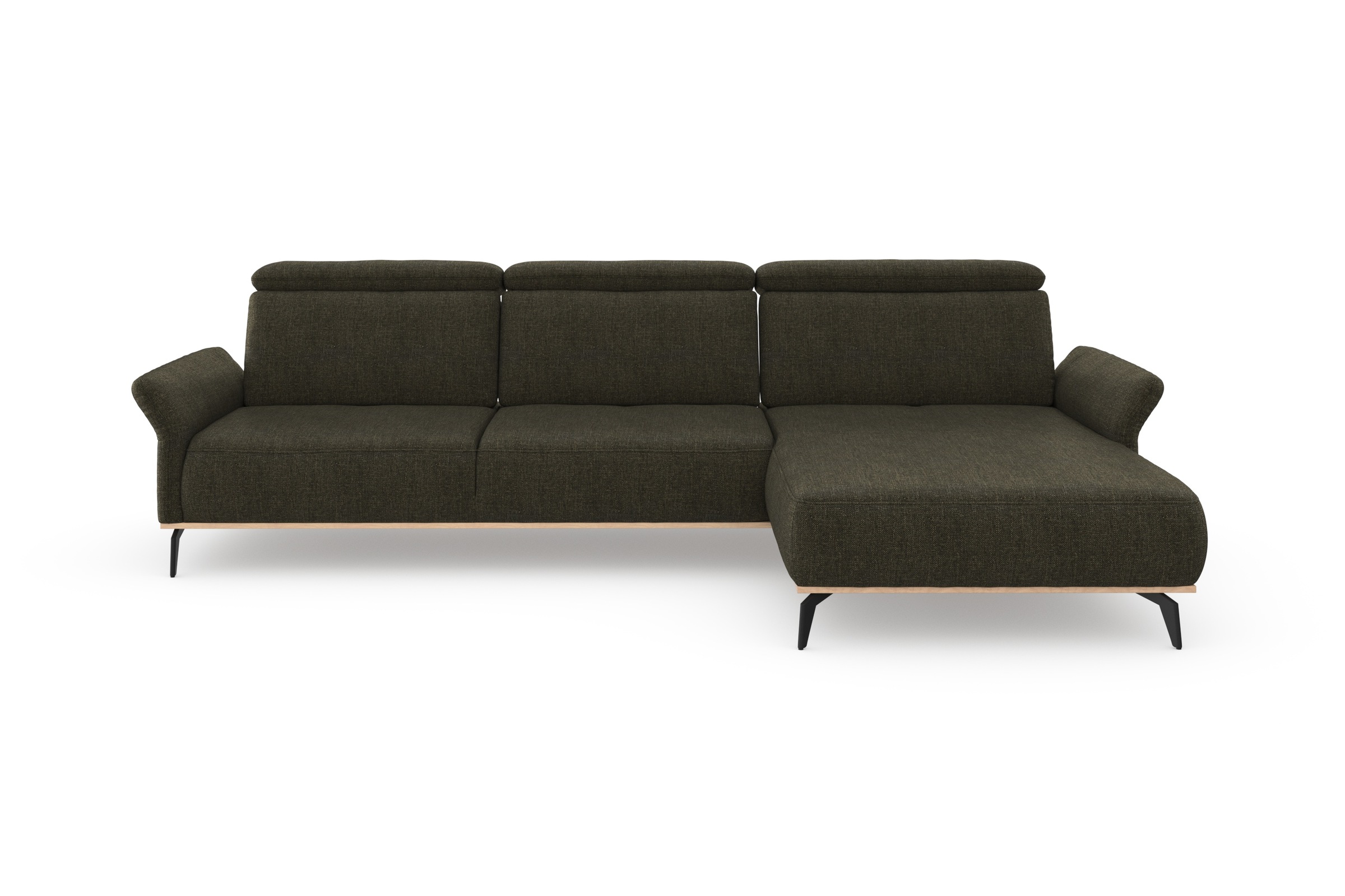 Places of Style Ecksofa »Fjord L-Form«, massiv, wahlweise mit Armlehnfunktion, Kopf- Sitztiefenverstellung