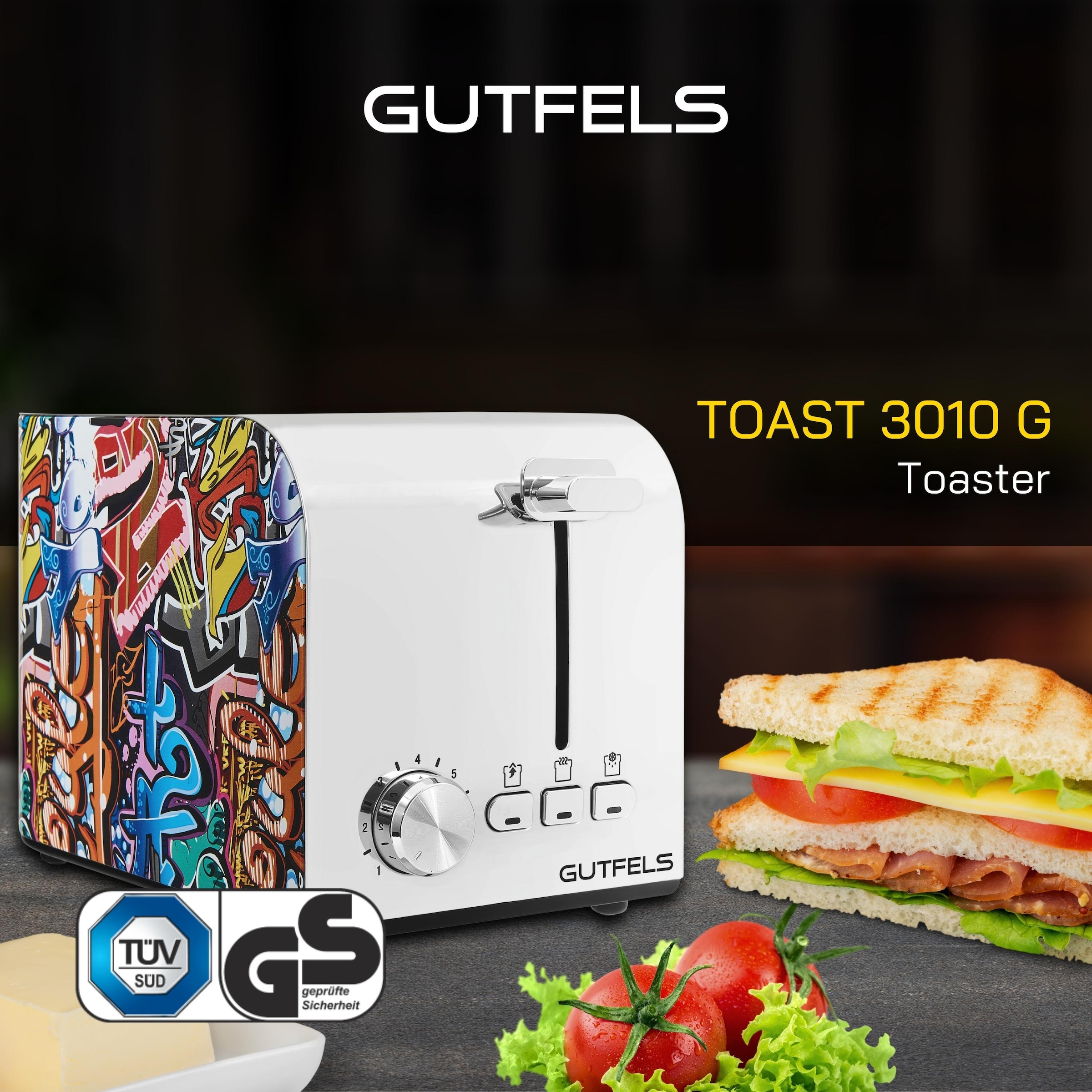 Gutfels Toaster »TOAST 3010 G«, 2 kurze Schlitze, 850 W, 2-Scheiben-Toaster, 850 Watt, Graffitti-Style