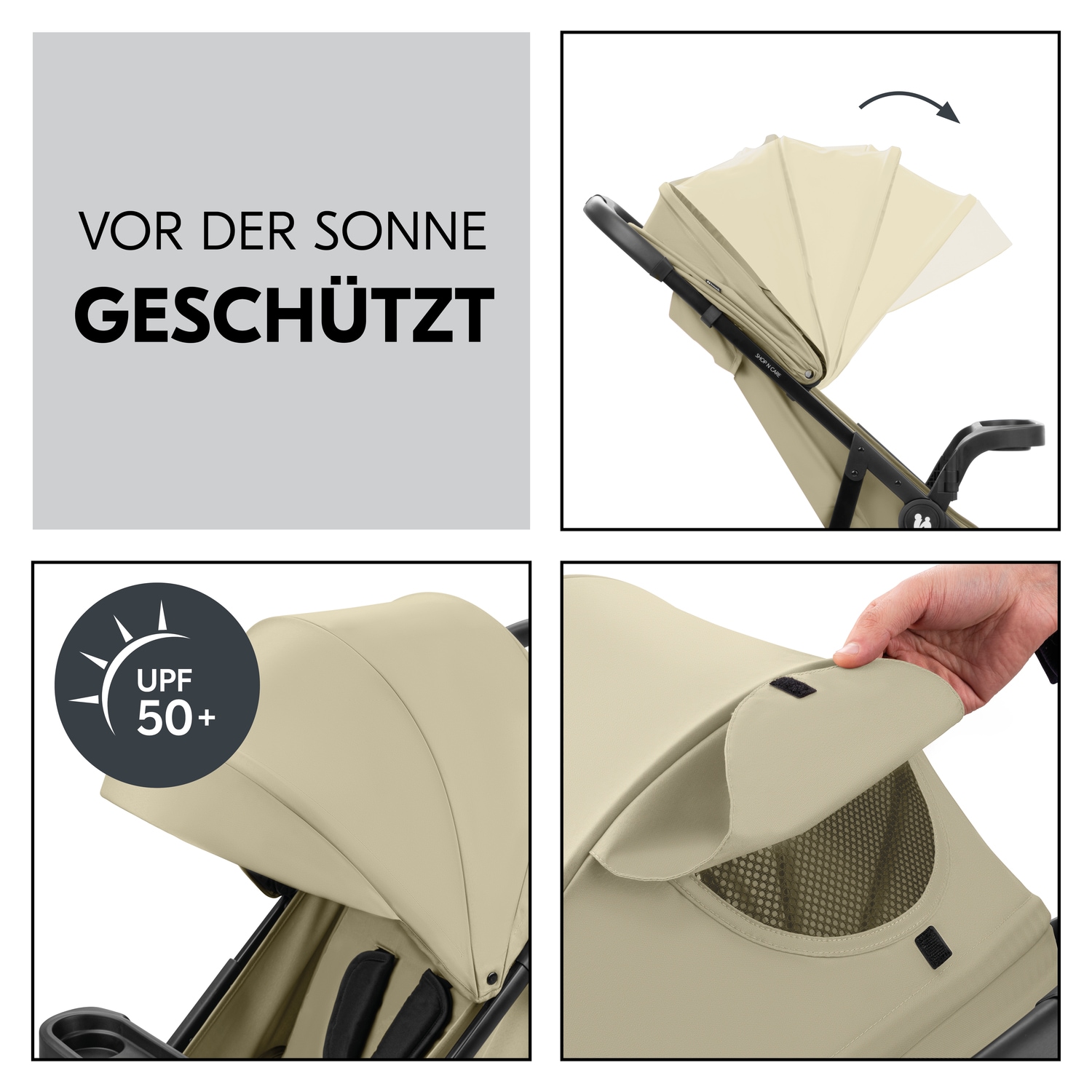 Hauck Kinder-Buggy »Shop N Care, Olive«, 22 kg, bis 22 kg belastbar; kompatibel mit Babyschale