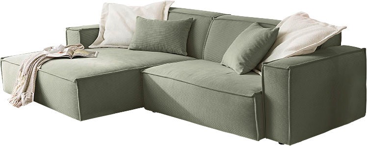 3C Candy Ecksofa »Matteo in elegant, kubischer Formensprache, bequem, L-Form«, mit auffälliger Kedernaht, Feincord-Bezug, Lounge-Charakter