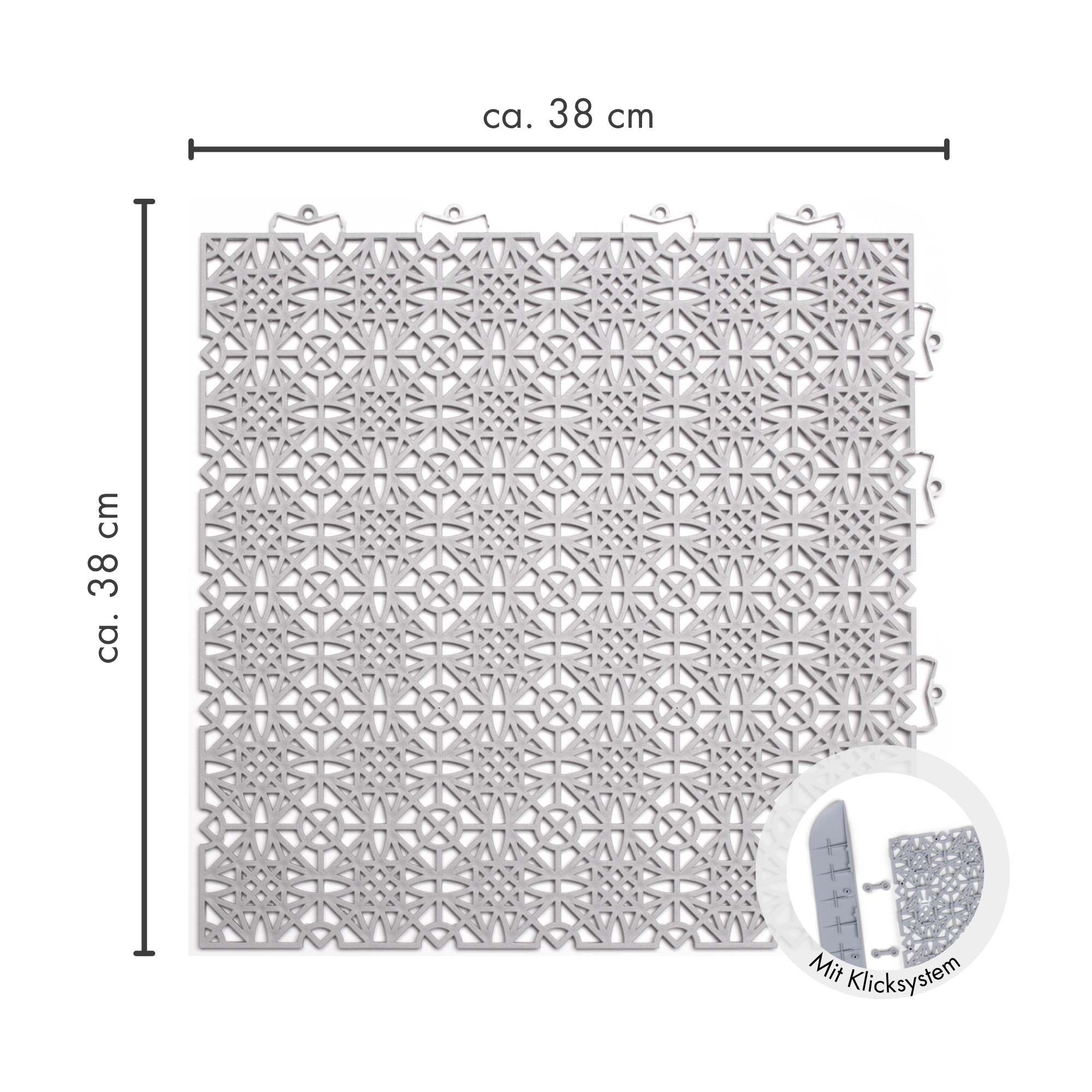 Andiamo Kunststoff-Fliesen »Terra Sol, Terrassenfliesen« Set, erhältlich mit 7 Stück (1 qm), 14 Stück (2 qm) oder 35 Stück (5 qm), 7 Stk. tlg. Klickfliesen, 38x38 cm, Balkon Bodenbelag, UV-beständig