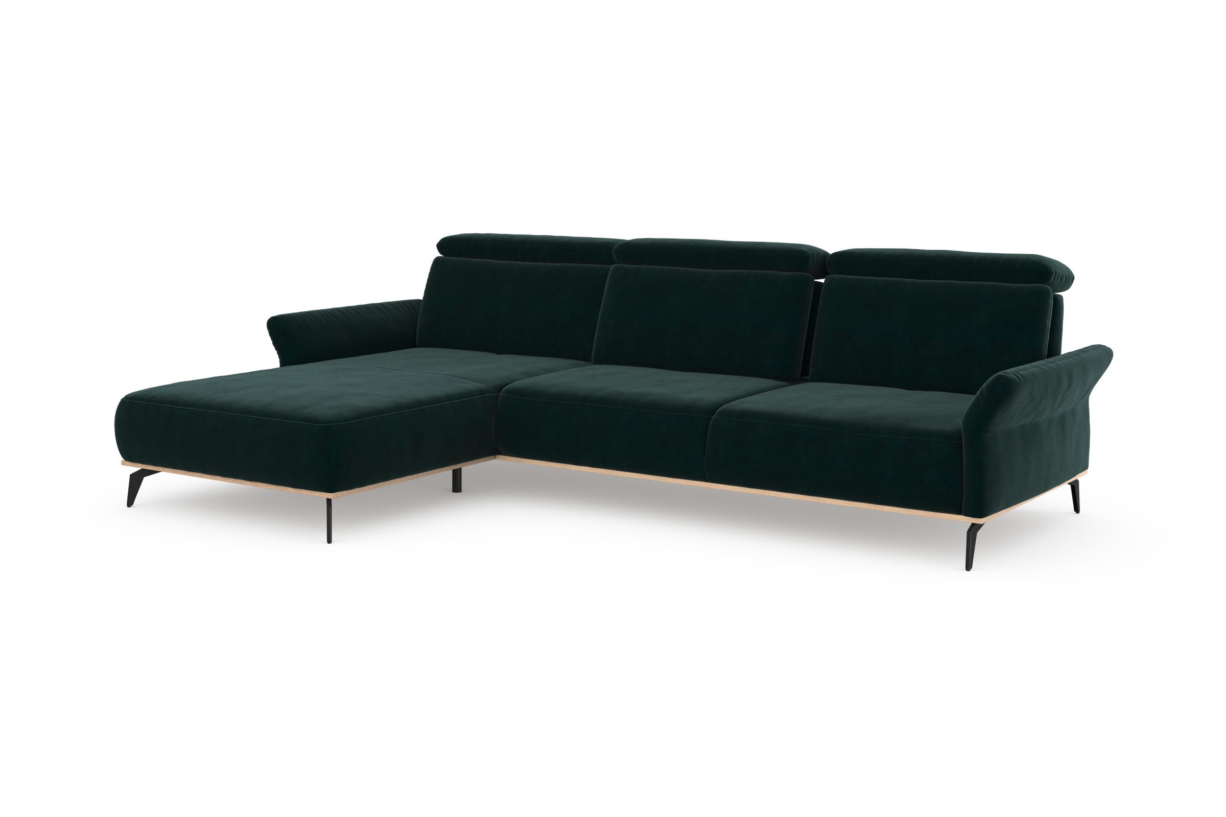 Places of Style Ecksofa »Fjord L-Form«, massiv, wahlweise mit Armlehnfunktion, Kopf- Sitztiefenverstellung