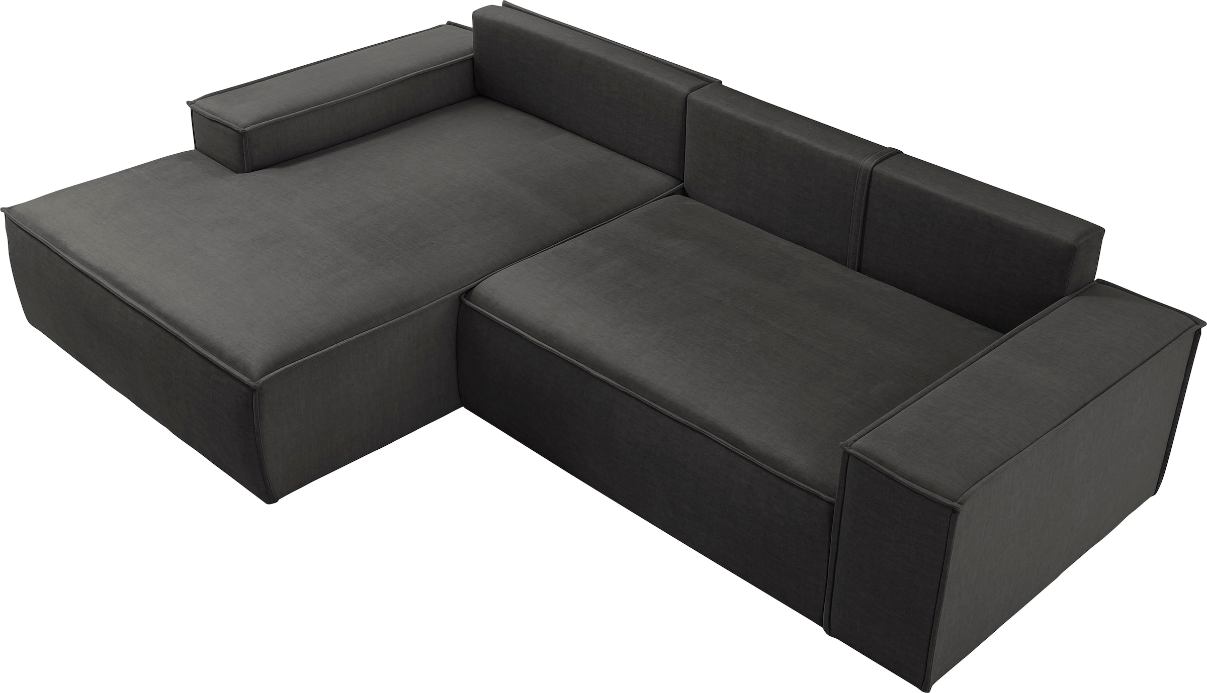 Home affaire Ecksofa SHERWOOD Schlafsofa 267 cm, L-Form, Schlaffunktion mit Bettkasten (210x136 cm), Cord, Vintage, Samtvelours