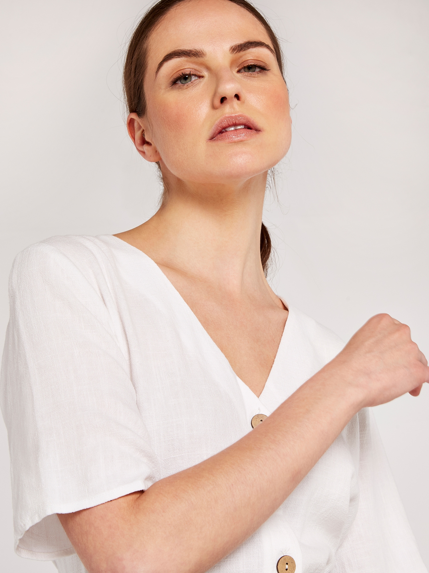 Apricot Kurzarmbluse »Bluse« 1 mit Knopfleiste
