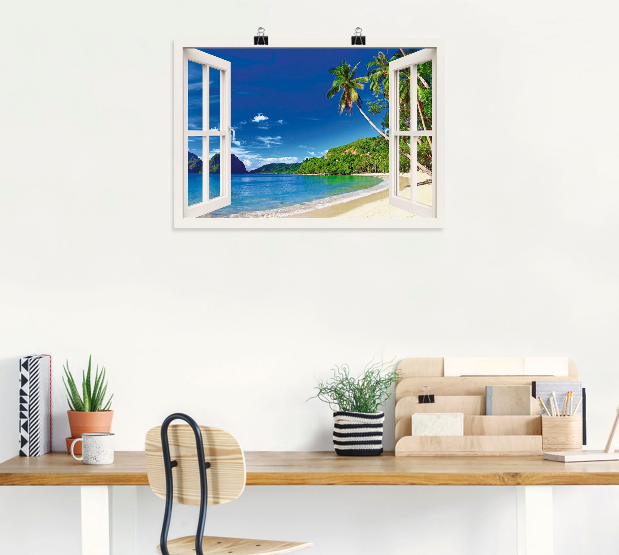 Artland Wandbild »Fensterblick Paradies«, Fensterblick, (1 St.), als Alubild, Outdoorbild, Leinwandbild, Poster, Wandaufkleber