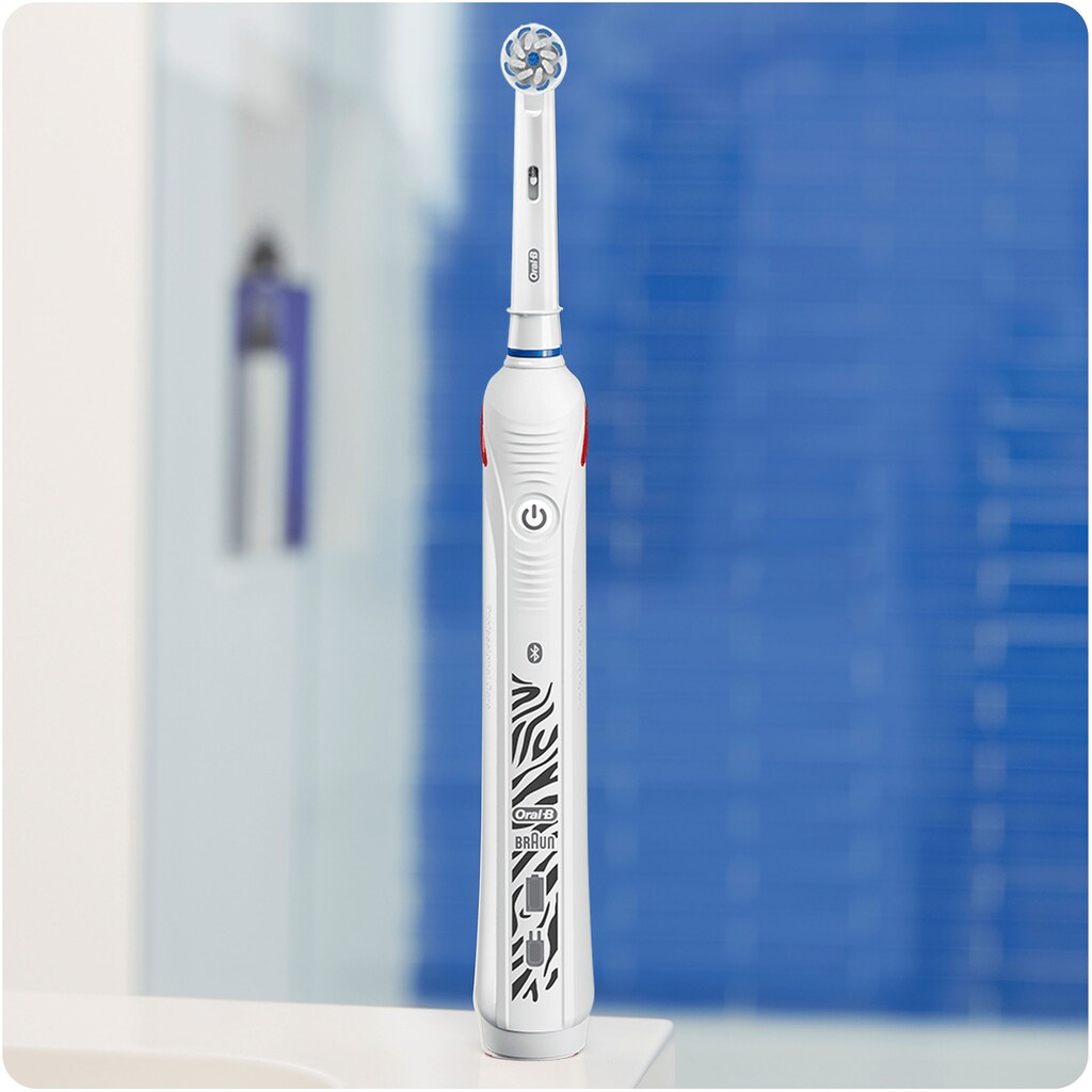 Oral B Elektrische Zahnbürste »Teen White«, 2 St. Aufsteckbürsten, mit visueller Andruckkontrolle