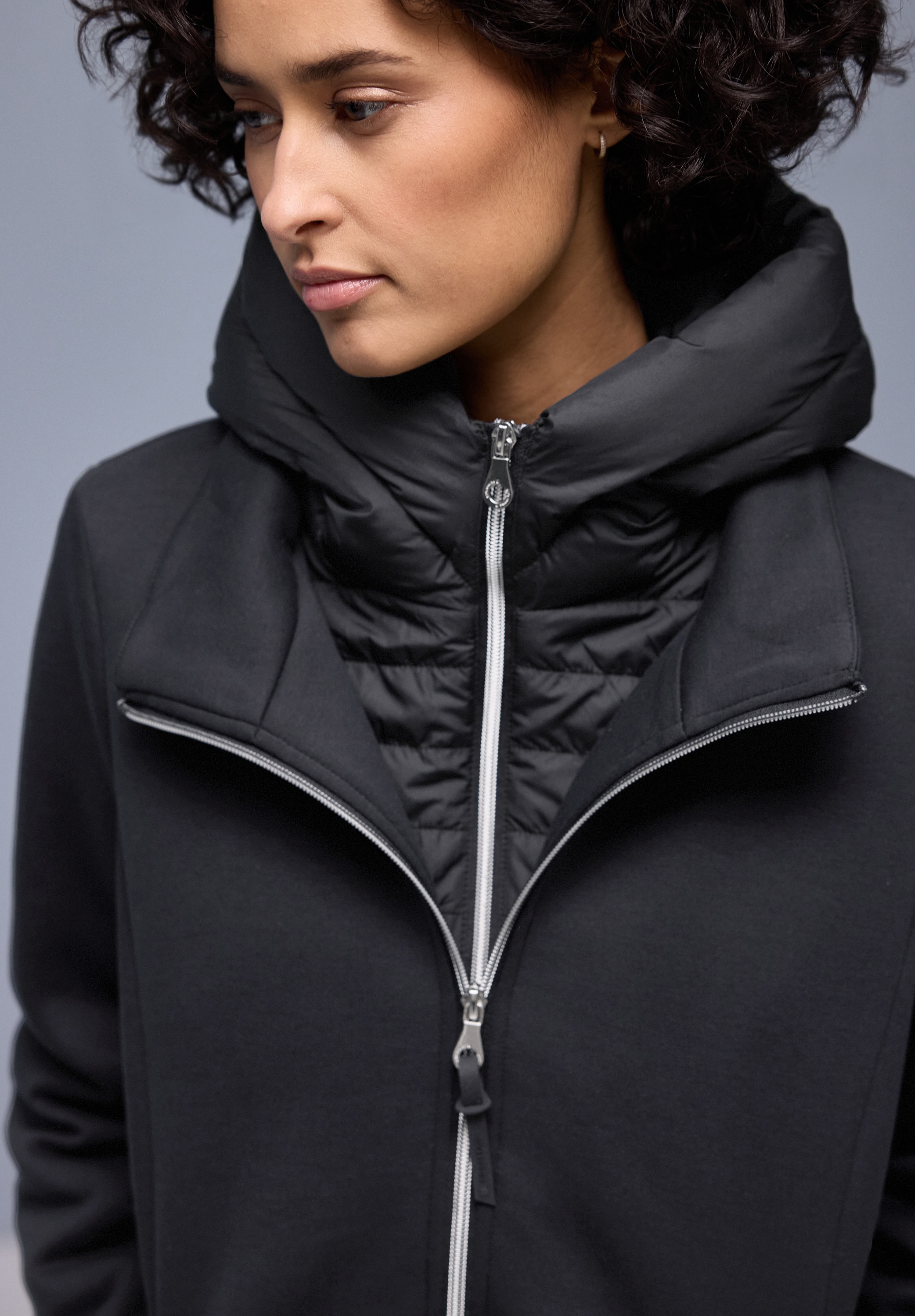 STREET ONE Langjacke mit Kapuze im Doppel-Layer-Look und mit Kapuze