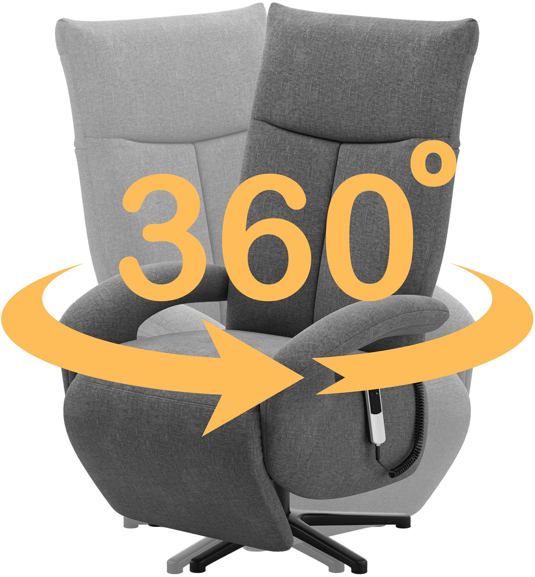 sit&more TV-Sessel »Emely, inkl. Kopfteilverstellung & 360° Drehfunktion« wahlweise mit 2 Motoren, Akku & Aufstehhilfe