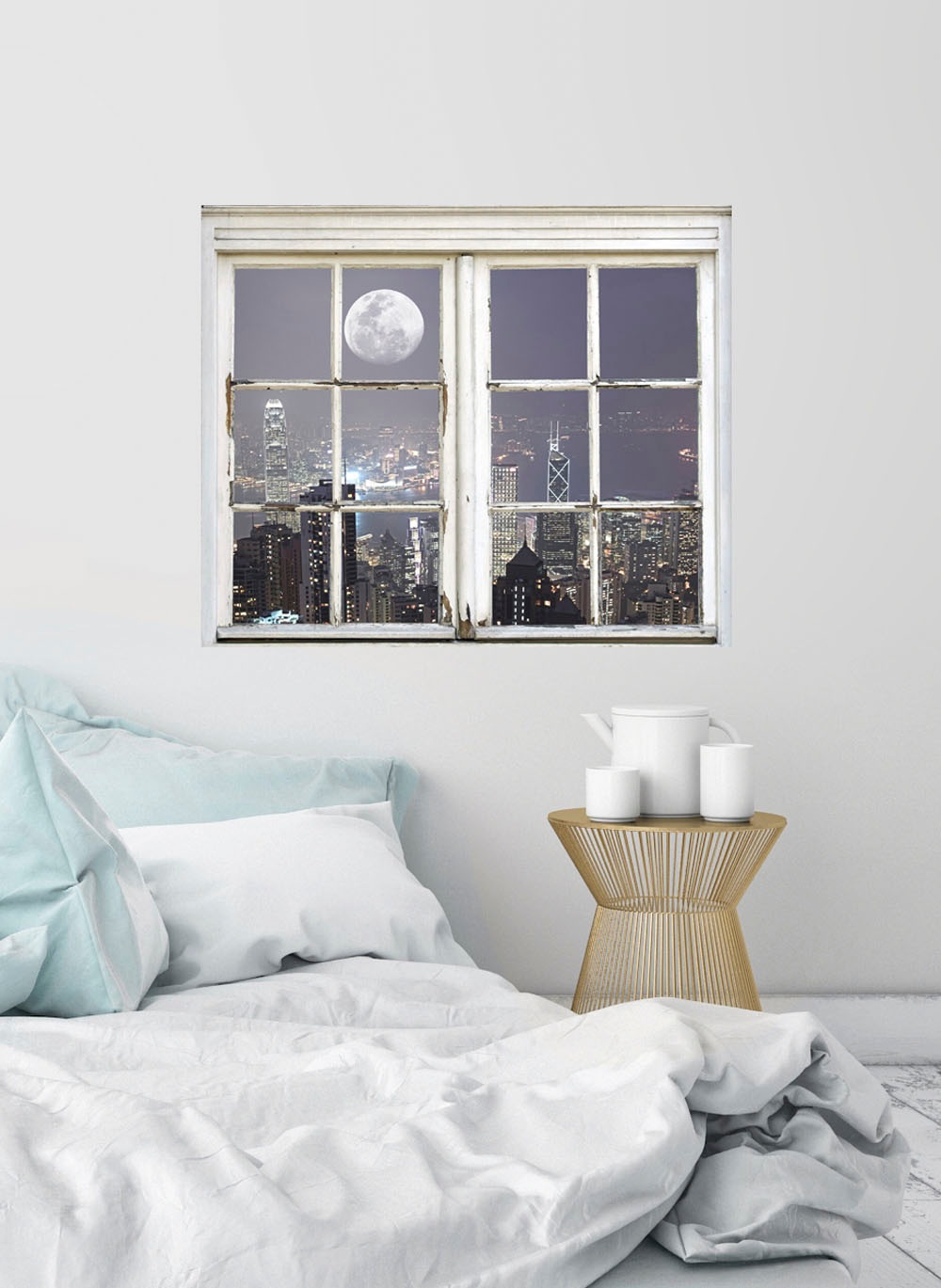 queence Wandsticker »New York City bei Nacht«, Wandsticker, Wandbild, selbstklebend, Amerika