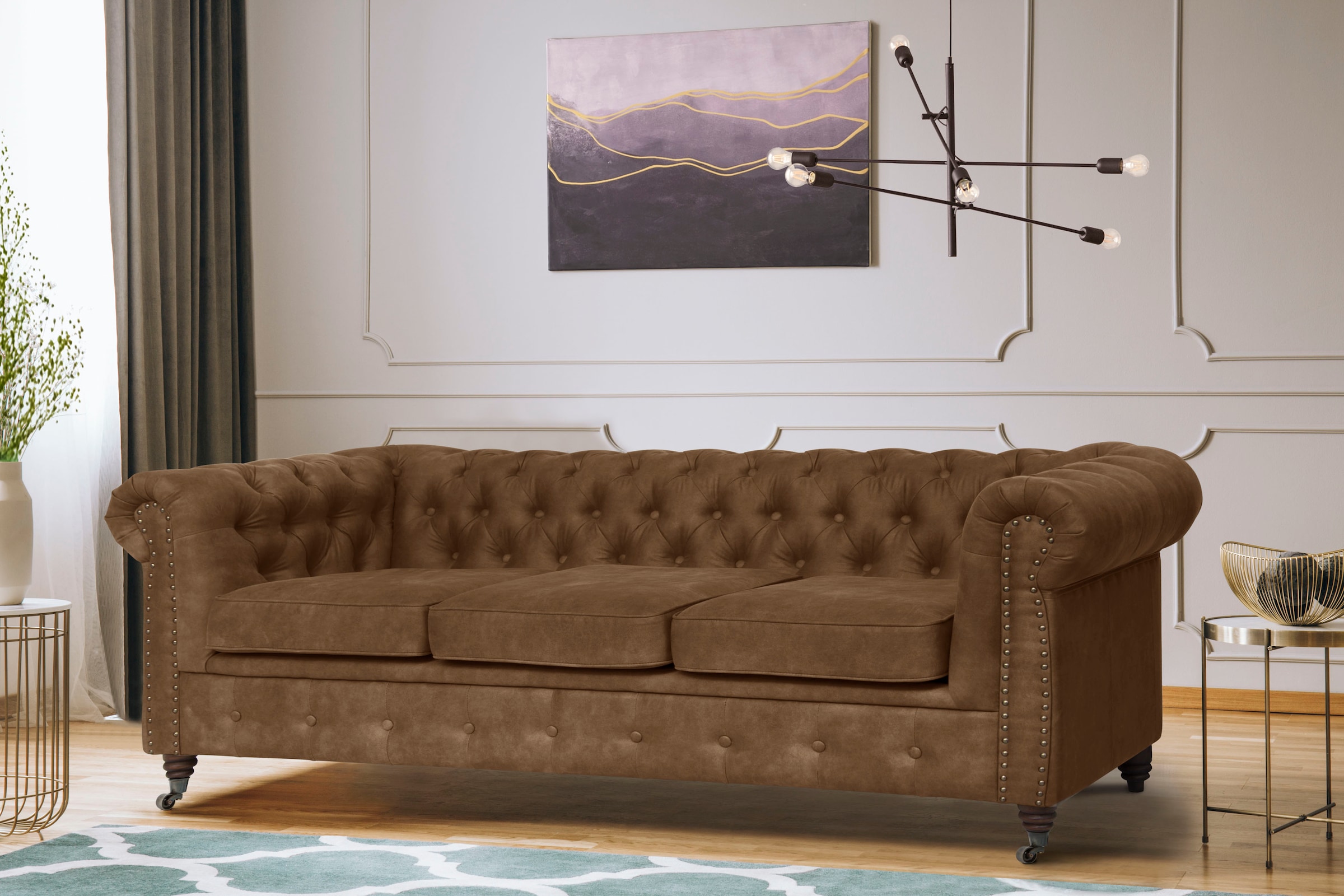 Home affaire Chesterfield-Sofa »Aarburg«, aufwändige Knopfheftung und Ziernägel im Chesterfield-Design