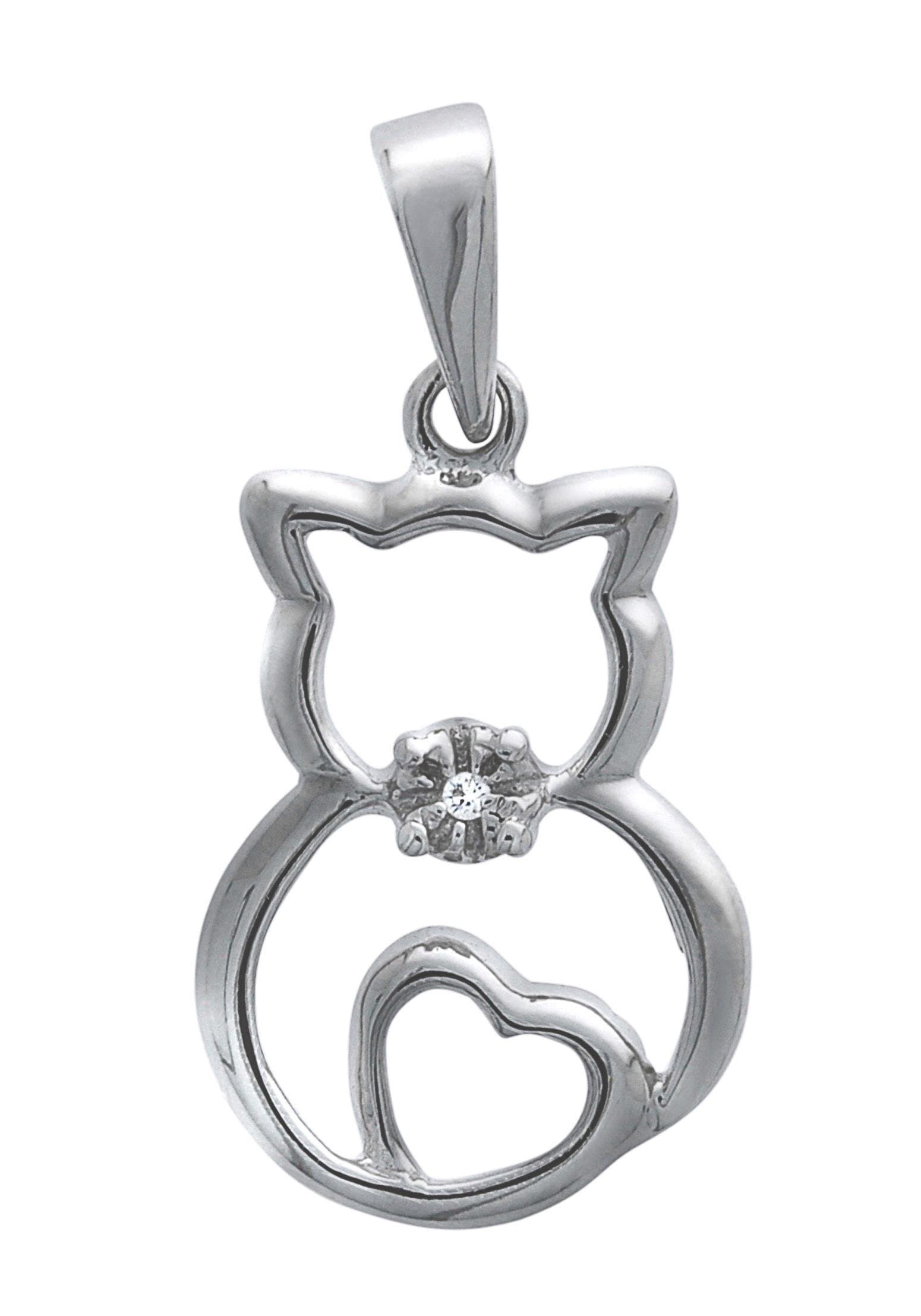 Kettenanhänger »Schmuck Geschenk Silber 925 Halsschmuck Anhänger Katze«, mit Zirkonia...