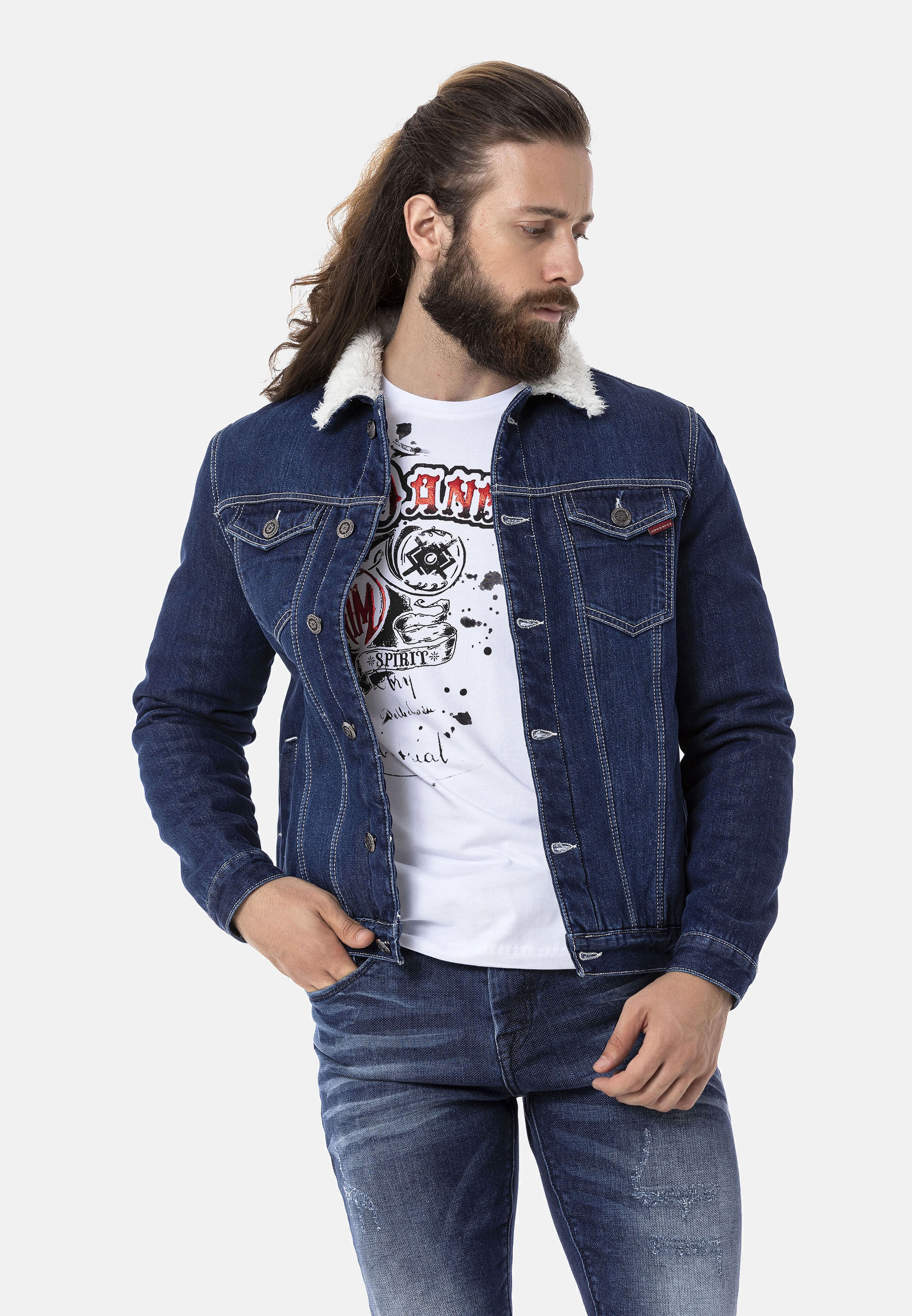 Cipo & Baxx Winterjacke »Cipo & Baxx Jacke« ohne Kapuze mit Kunstpelz-Kragen