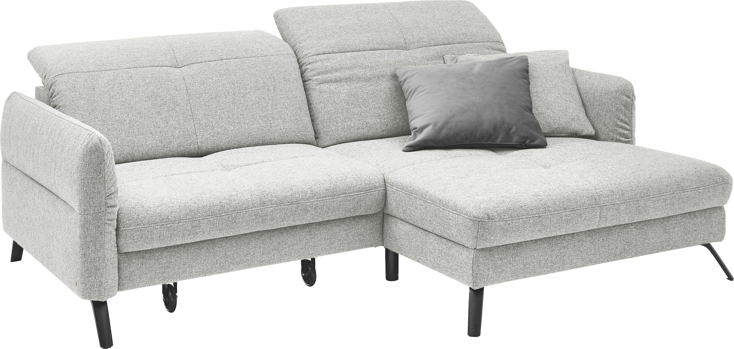 set one by Musterring Ecksofa »SO 4400 V« wahlweise mit motorischer Bettfunktion & Kopfverstellung, Fuß schwarz