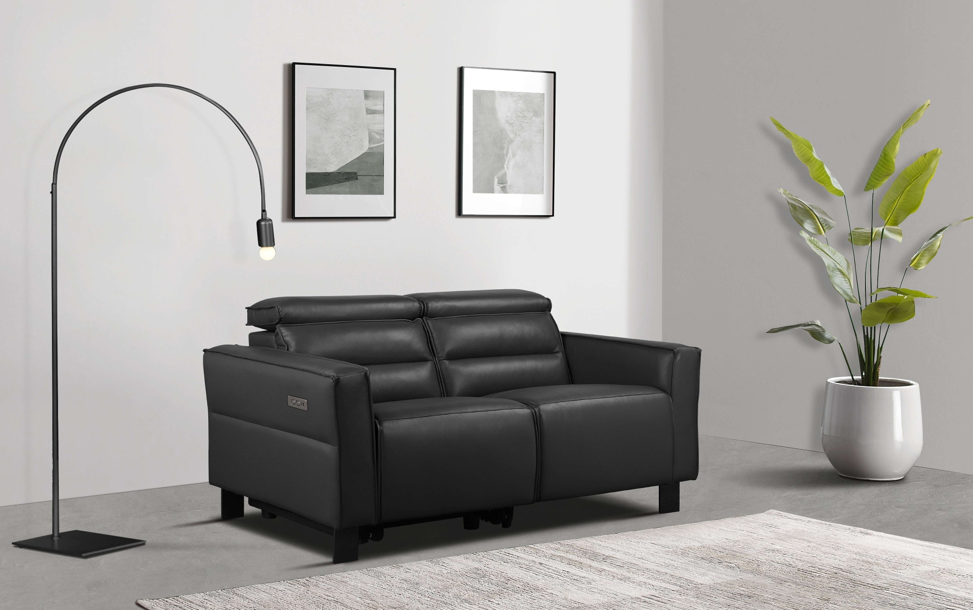 OTTO home 2-Sitzer »Carpari Naturleder, 162 cm, man./elektr. Relaxfunktion« (USB A/C), sowie Kopfteilverstellung