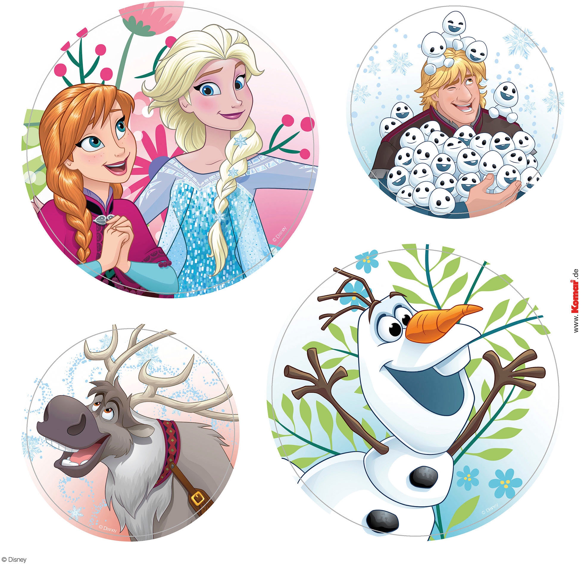 Komar Fensterdekoration »Frozen Springday«, Fenstersticker mit Elsa, Anna und Olaf