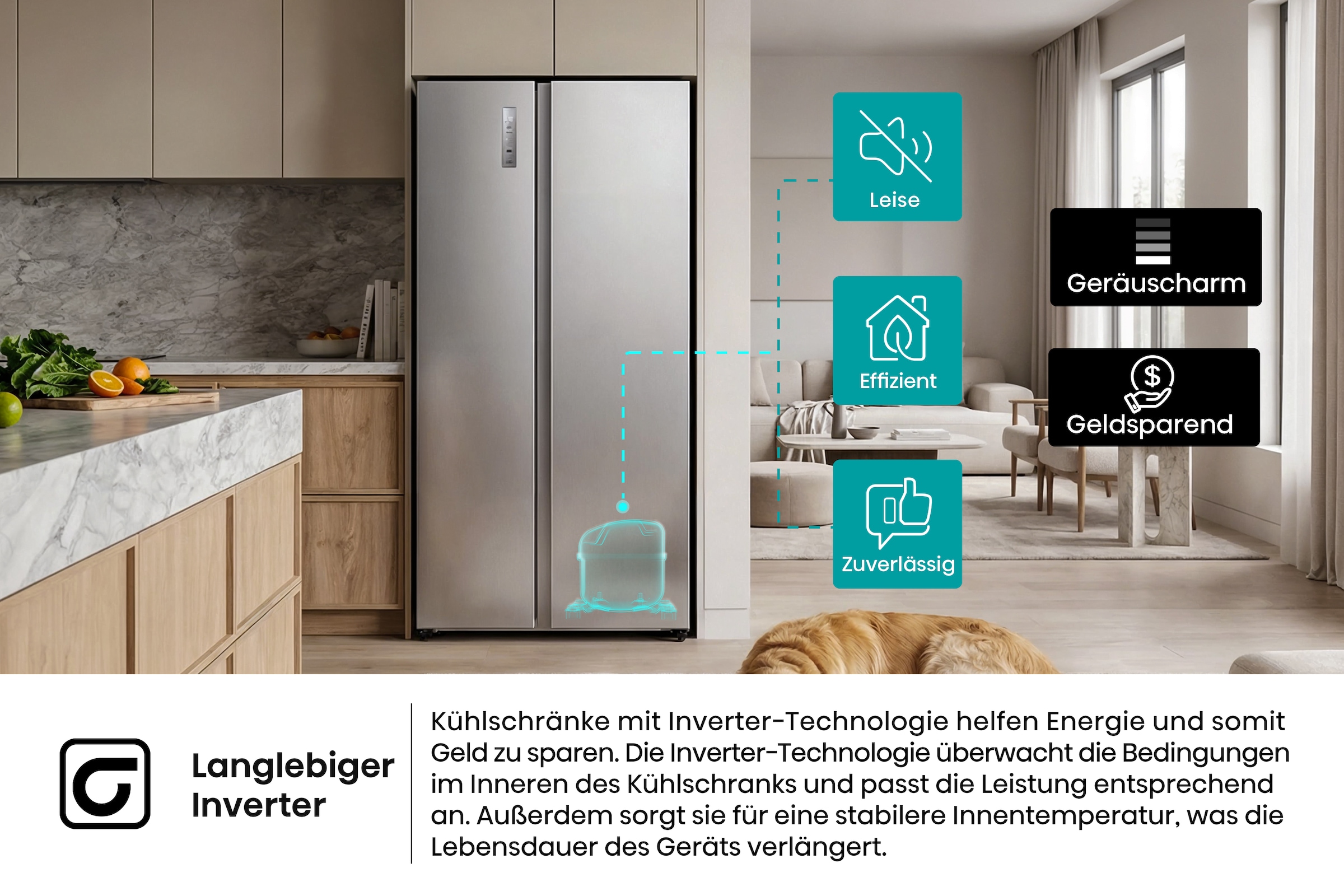 Hisense Side-by-Side »RS3P538NAIE« 178,6 cm hoch 91,1 cm breit einfacher Side by Side mit Premium-Ausstattung
