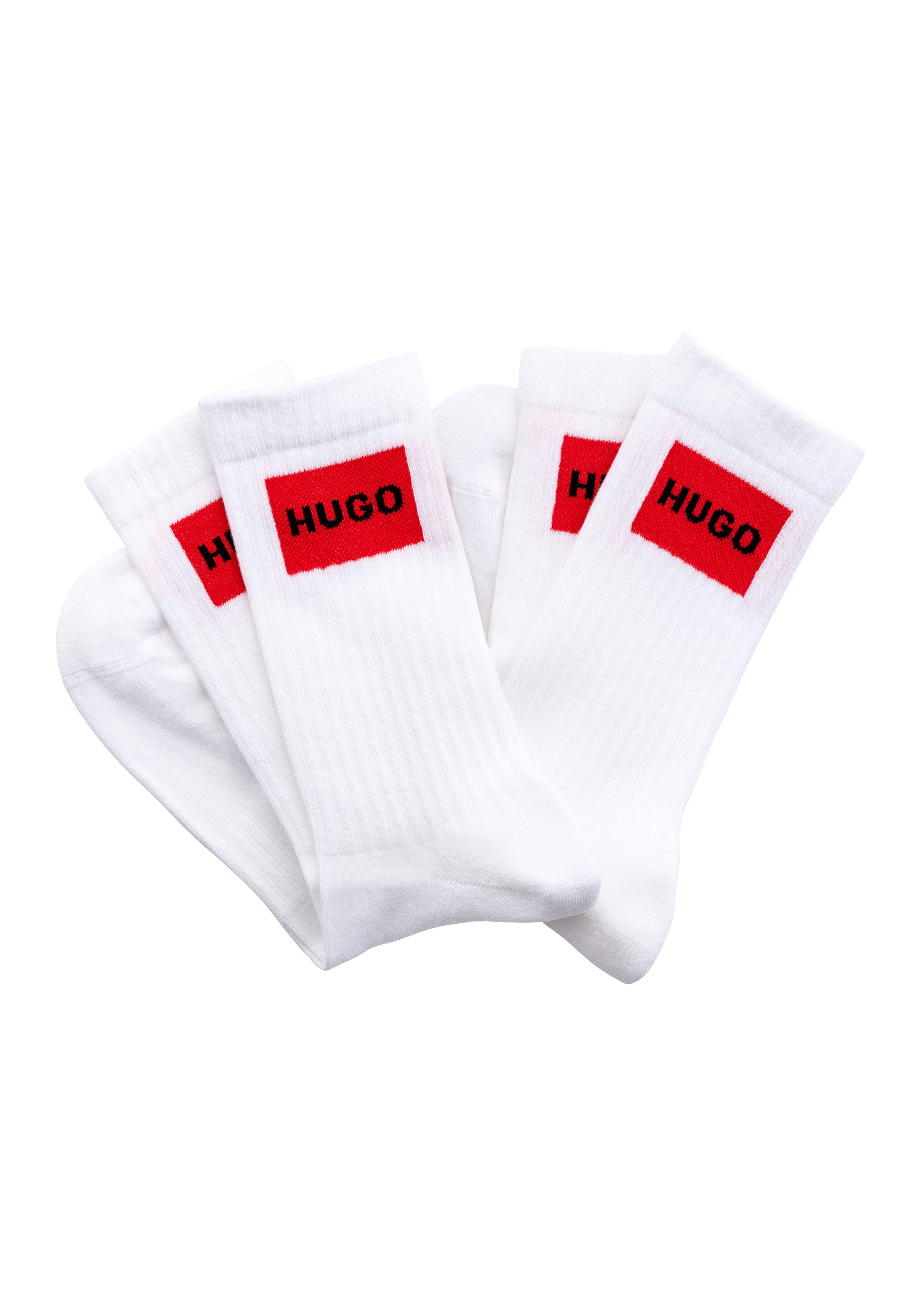 Freizeitsocken »2P QS RIB LABEL CC«, (Packung, 2 Paar, 2er), mit kontrastfarbenen HUGO...