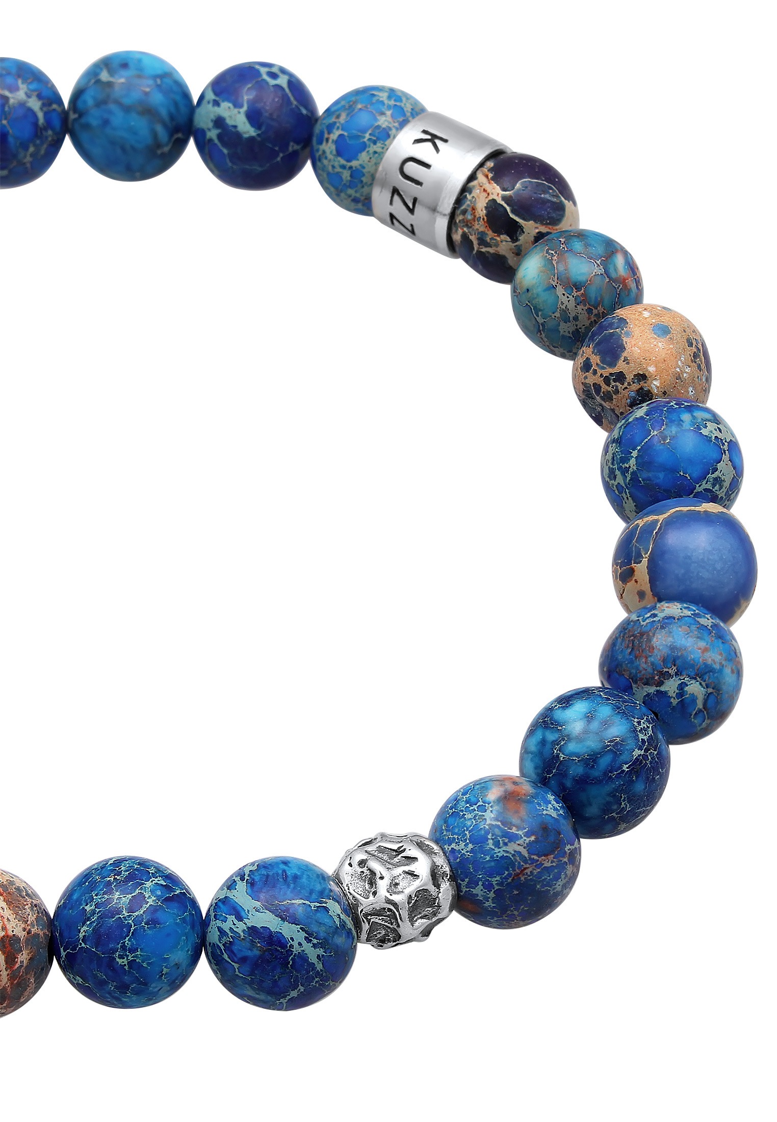 Kuzzoi Armkette »Armband Herren Achat Perlen Blau Beads 925 Silber«