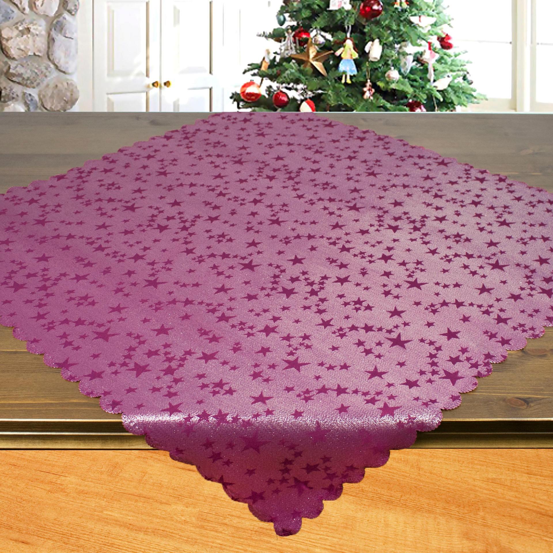 Delindo Lifestyle Mitteldecke "Sternchen allover" mit Lurex-Sternchen