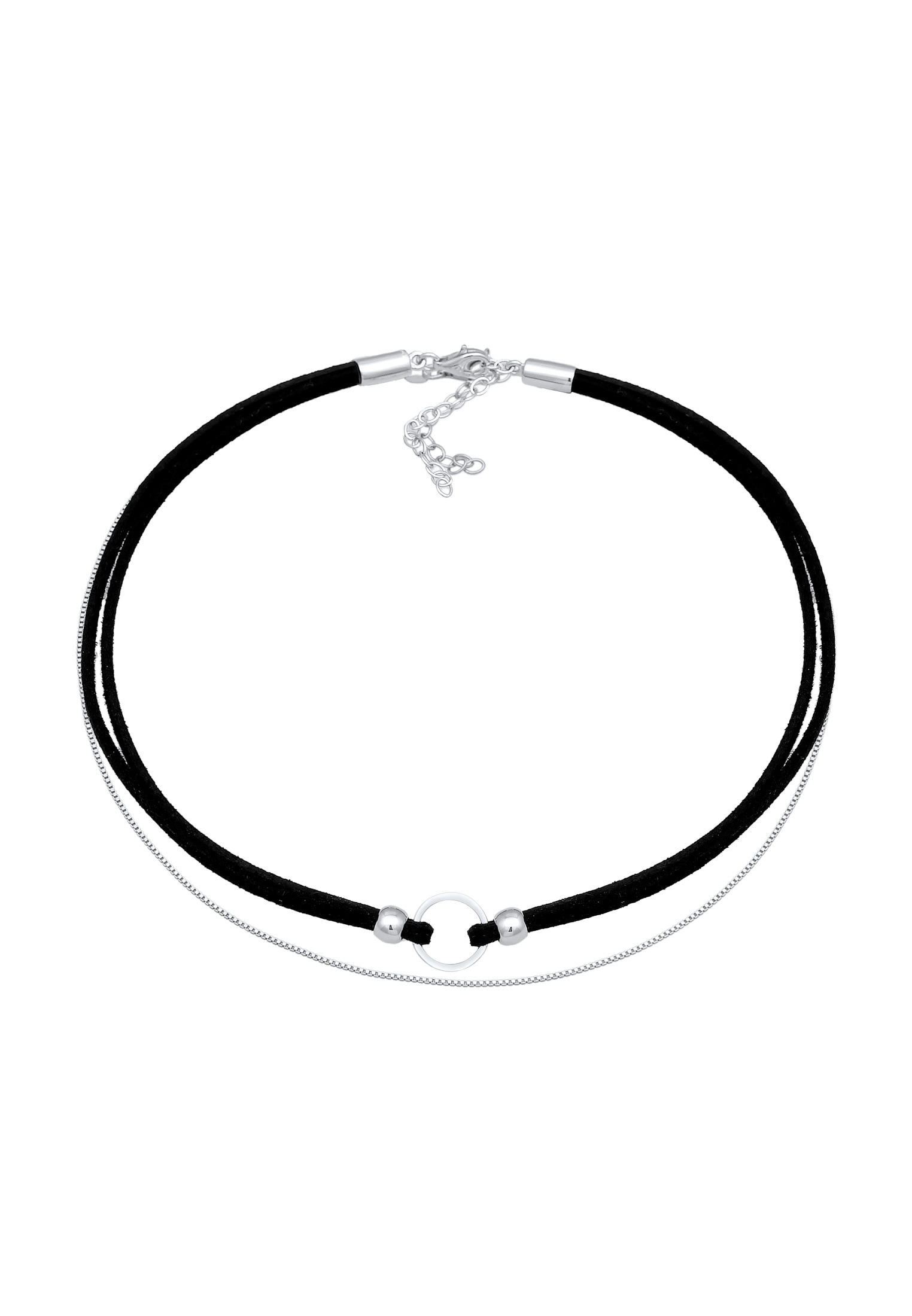 Elli Ketten-Set »Halskette Choker Kreis Leder Venezianerkette Set 925 Silber«
