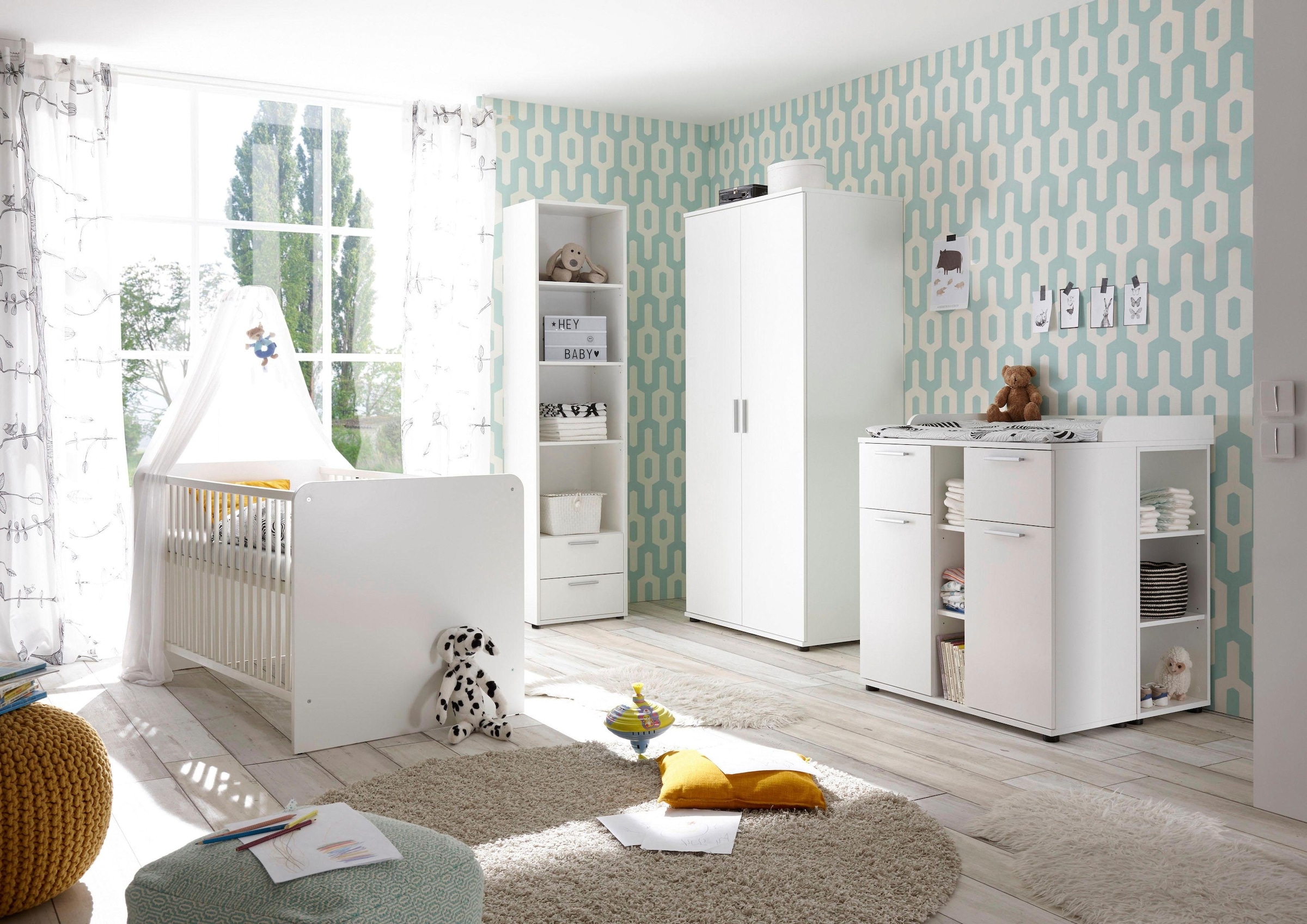 Babyzimmer-Komplettset »Bibo«, (Set, 3 tlg., Bett, Wickelkommode, Schrank), Bett +...