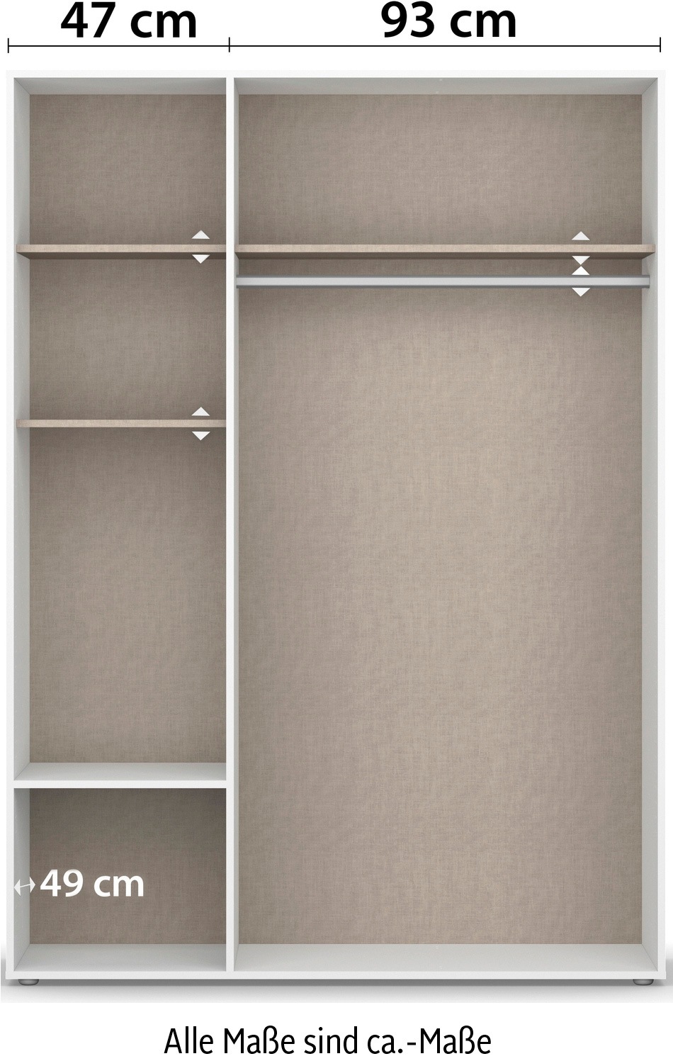 rauch Drehtürenschrank »Kleiderschrank Schrank Garderobe Wäscheschrank VOYAGER«, (in 3 verschiedenen Ausstattungen BASIC/CLASSIC/PREMIUM), moderne Griffe in Graumetallic mit Außenschubkästen MADE IN GERMANY