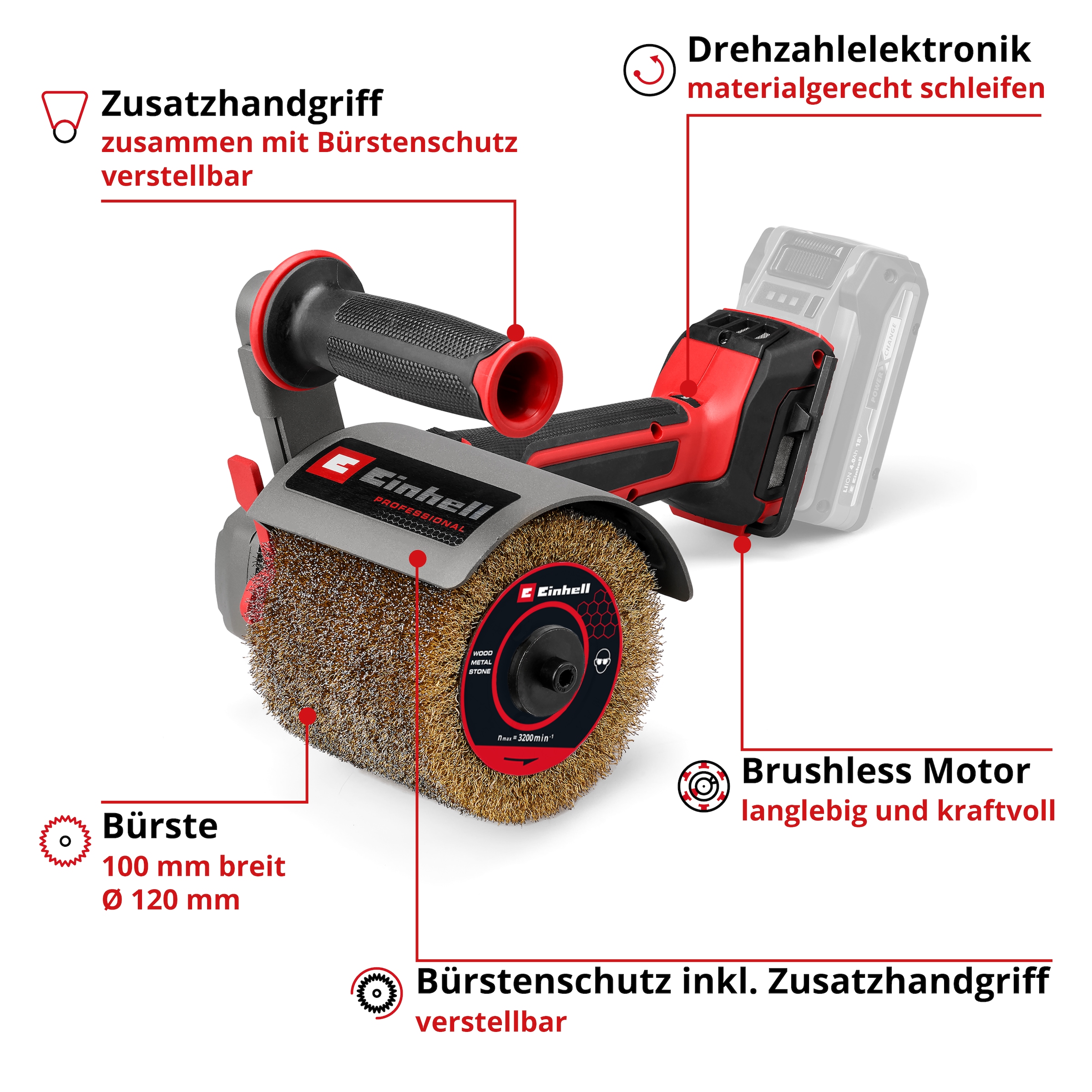 Einhell Schleifroller »Akku-Bürstenschleifer TP-BR 18/32 Li BL - Solo« ohne Akku und Ladegerät