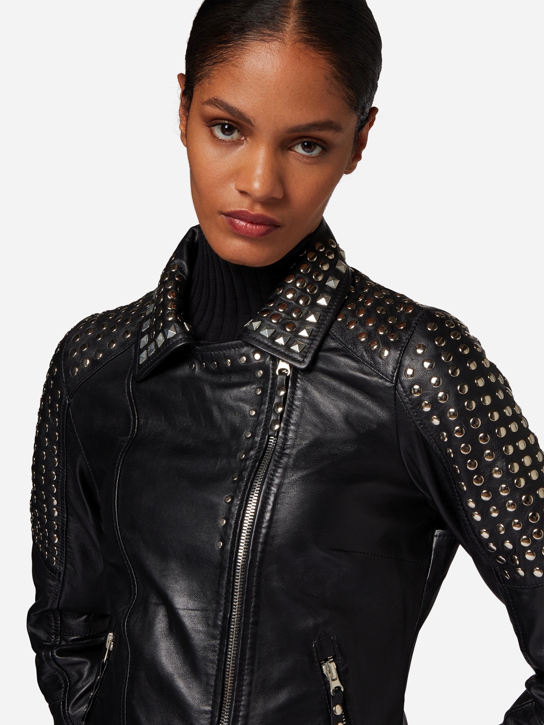 RICANO Bikerjacke »Lederjacke studd« ohne Kapuze Handgefertigt aus echtem Leder