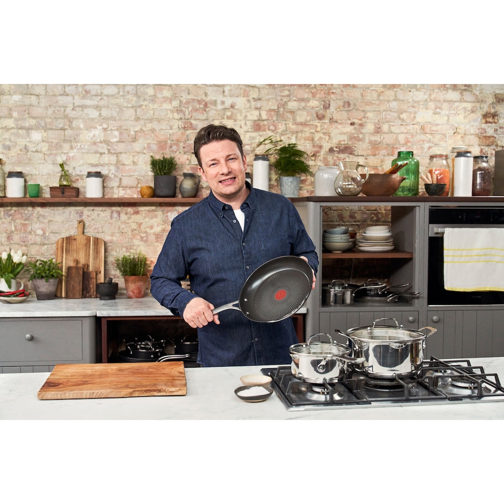 Tefal Bratpfanne »Jamie Oliver Cook's Direct«, Edelstahl, (1 tlg.), aus Edelstahl, Antihaft, Thermo-Signal, alle Herdarten Induktion