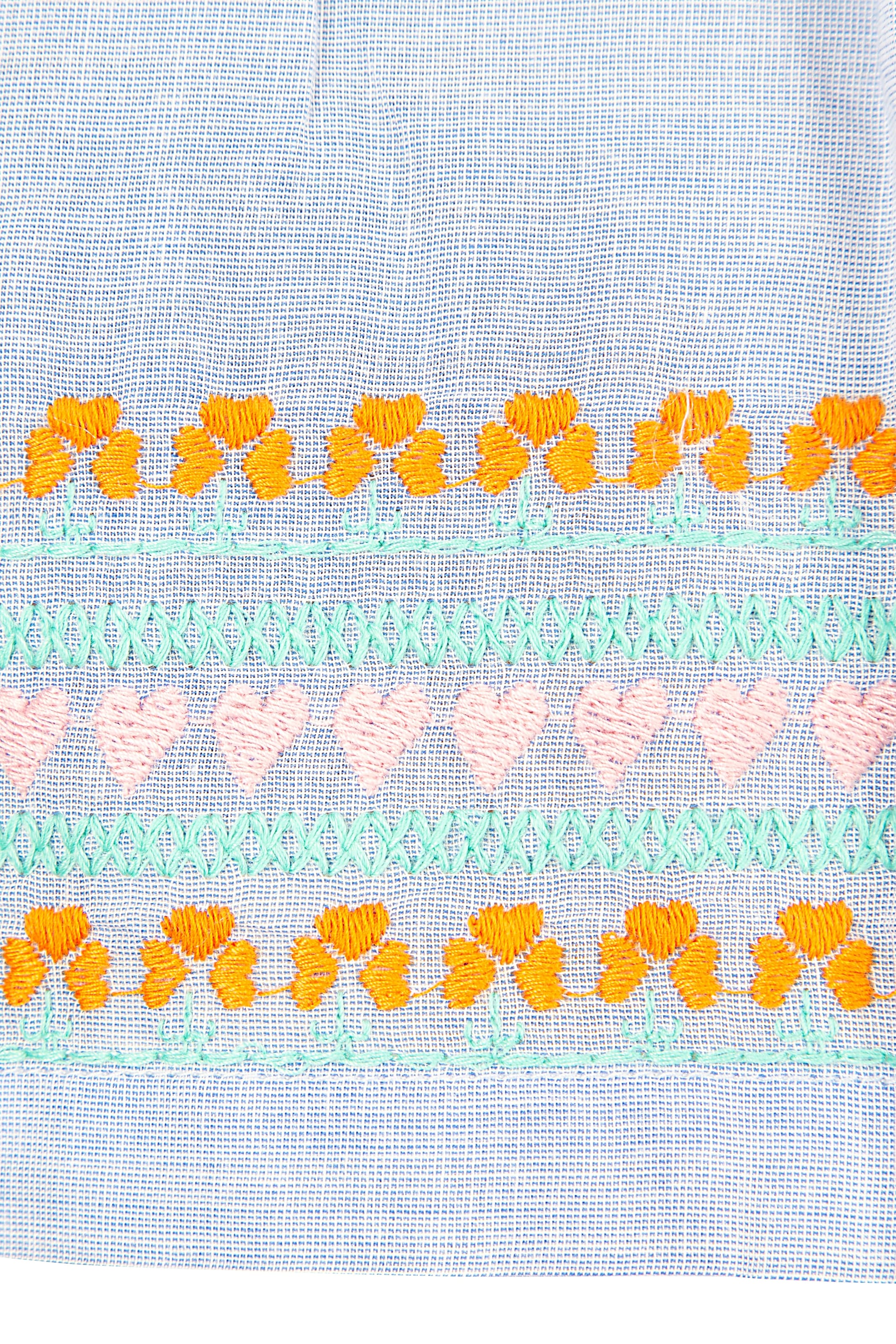 happy girls Sommerkleid mit wunderschönem Frontmotiv und hochwertiger Stickerei am Saum