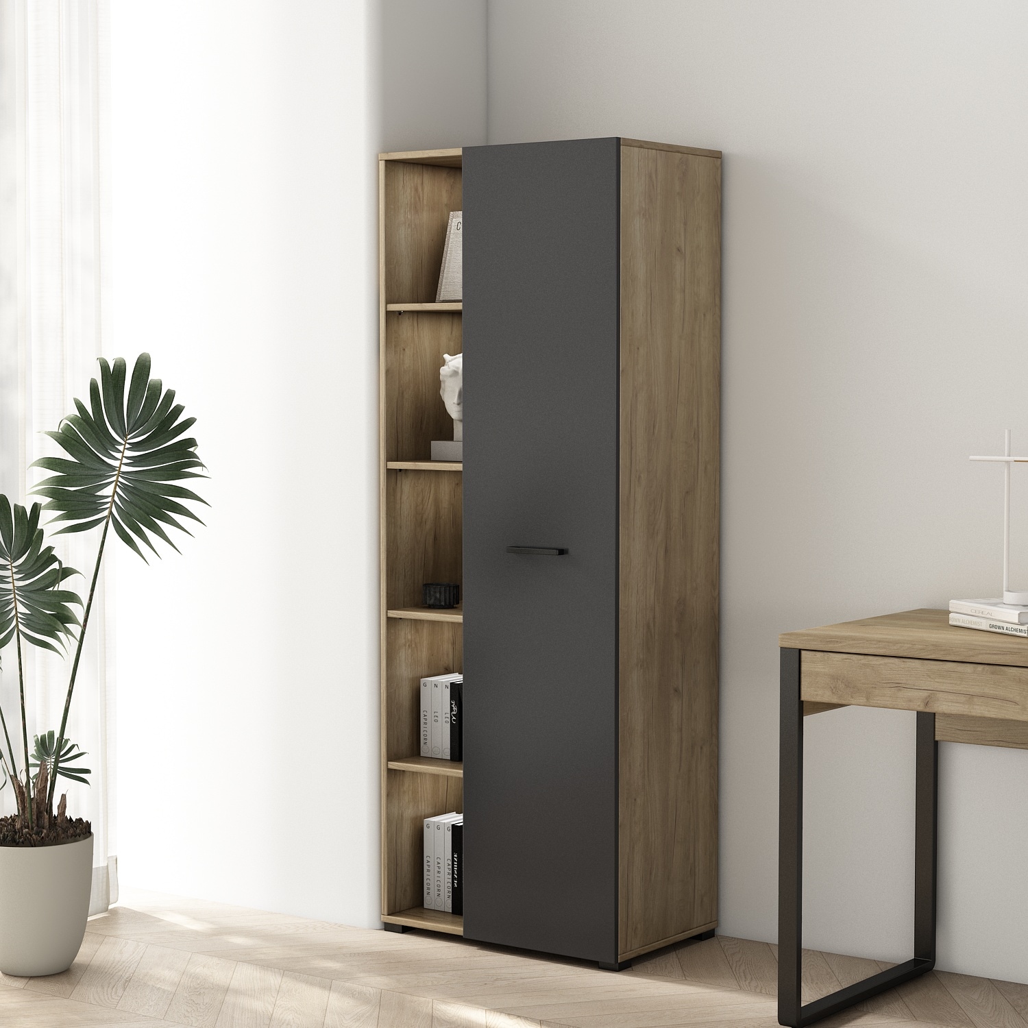 OTTO home Aktenschrank »Moid, moderner Mehrzweckschrank,« Maße: 64,5x41,5x175 cm, 5 Fächer mit viel Stauraum