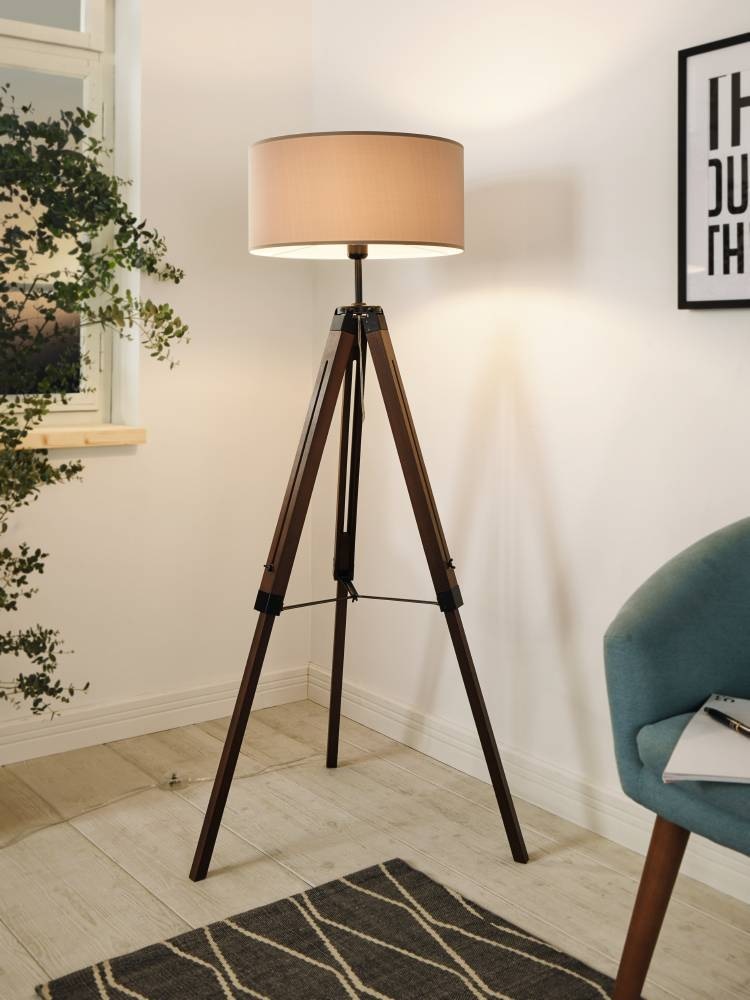 EGLO Stehlampe »LANTADA«, 1 flammig, Leuchtmittel E27 | ohne Leuchtmittel, Stehlampe, Dunkelbraun und Taupe, mit Schalter, FSC zertifiziert, E27