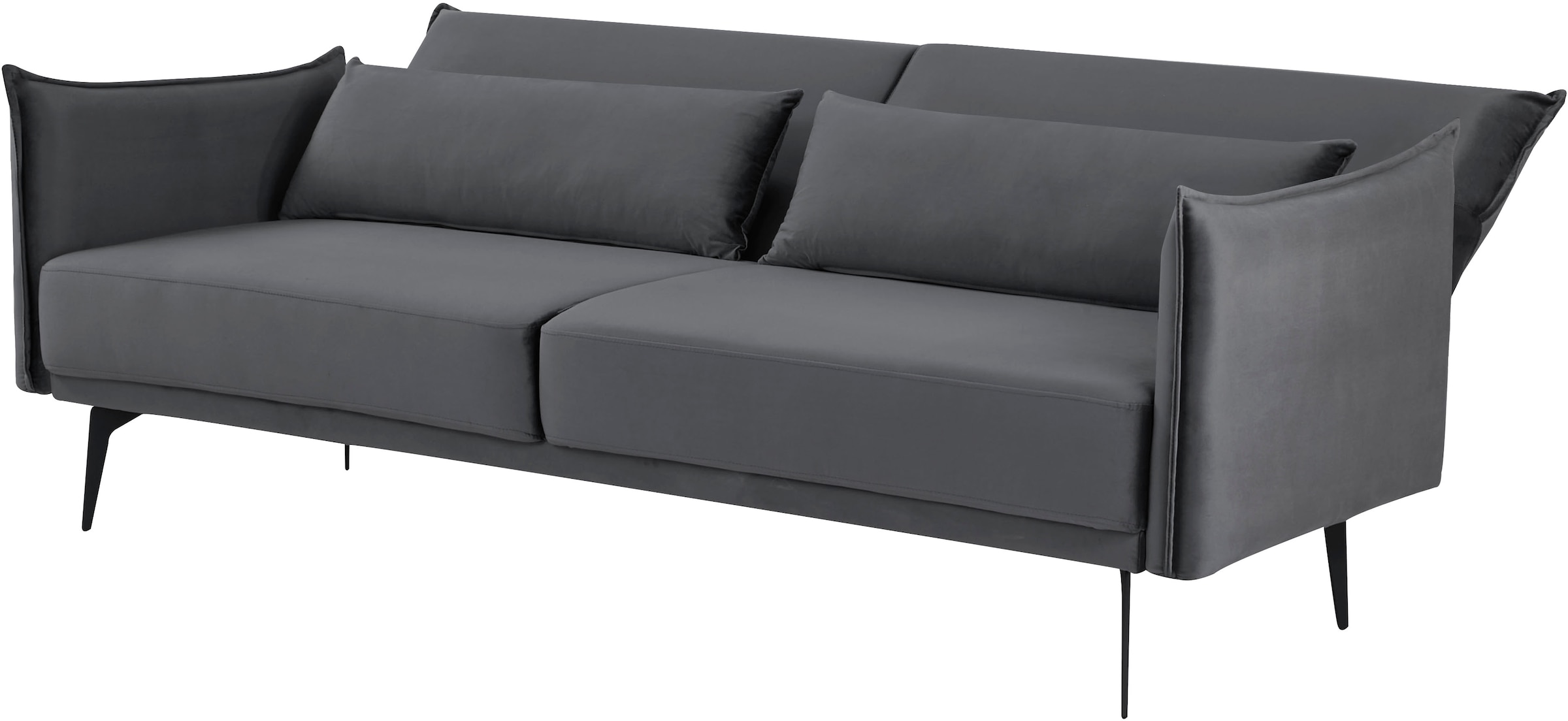INOSIGN Schlafsofa »TULARE, 204 cm, klappbarer 3-Sitzer mit verstellbarer Rückenlehne,«, Schlaffunktion, Velvet-Samtvelours u. Webstoff