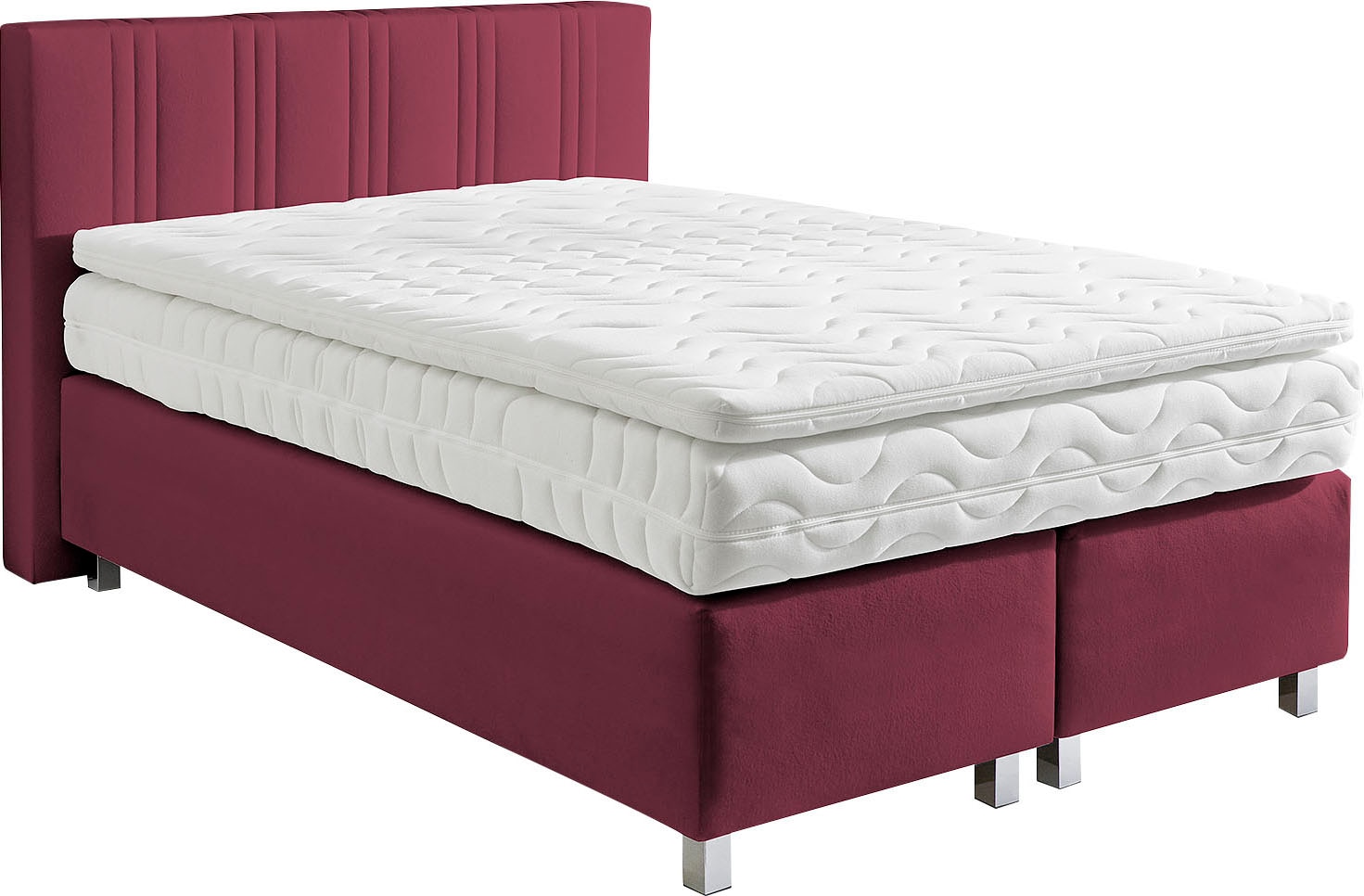 Westfalia Schlafkomfort, Boxspringbett wahlweise mit Bettkasten und Topper, bordeaux-rot, Bezug: 100% Polyester;Polsterung: 100% Polyester, 