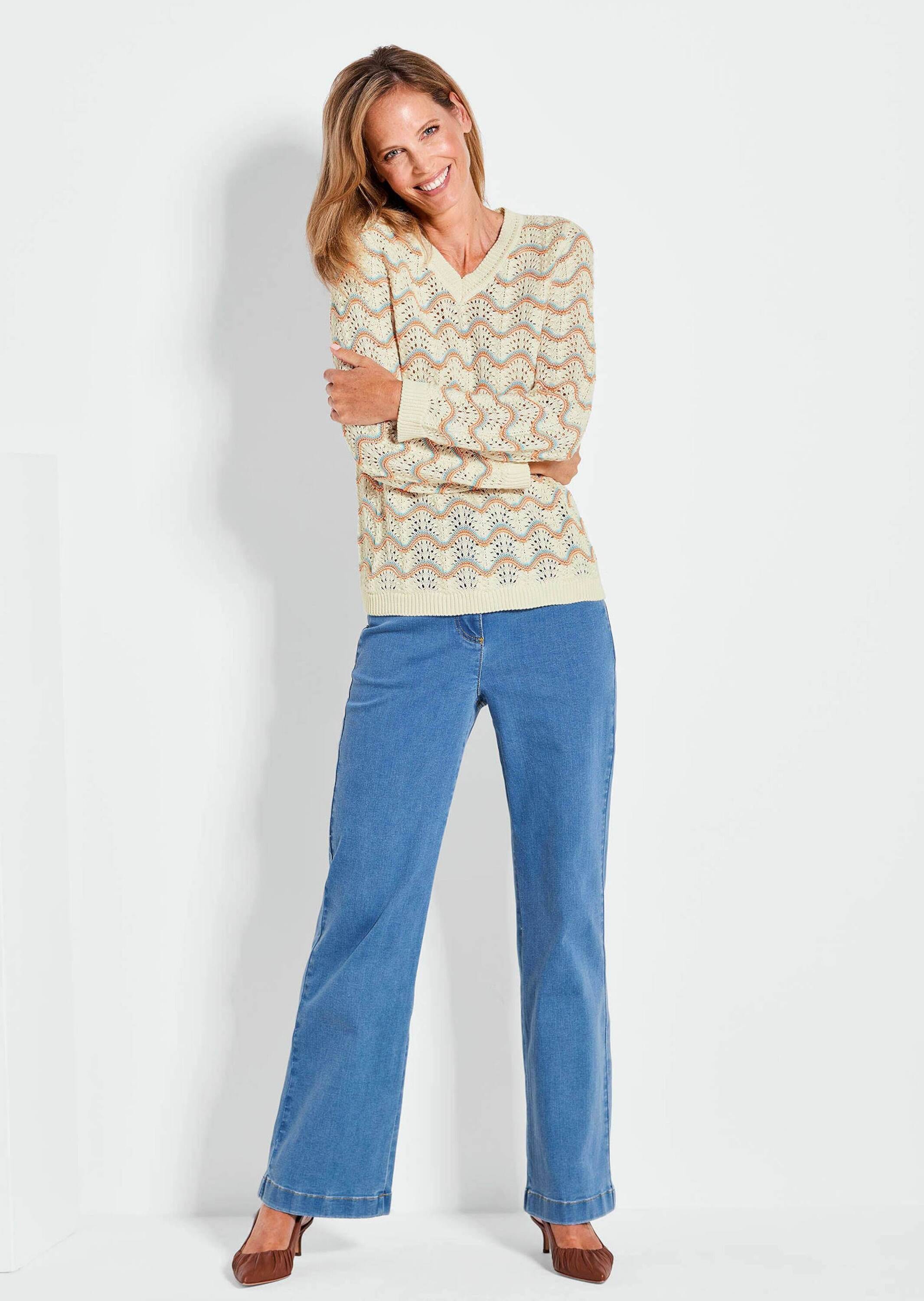 GOLDNER Rundhalspullover »Kurzgröße Eleganter Ajour-Pullover«