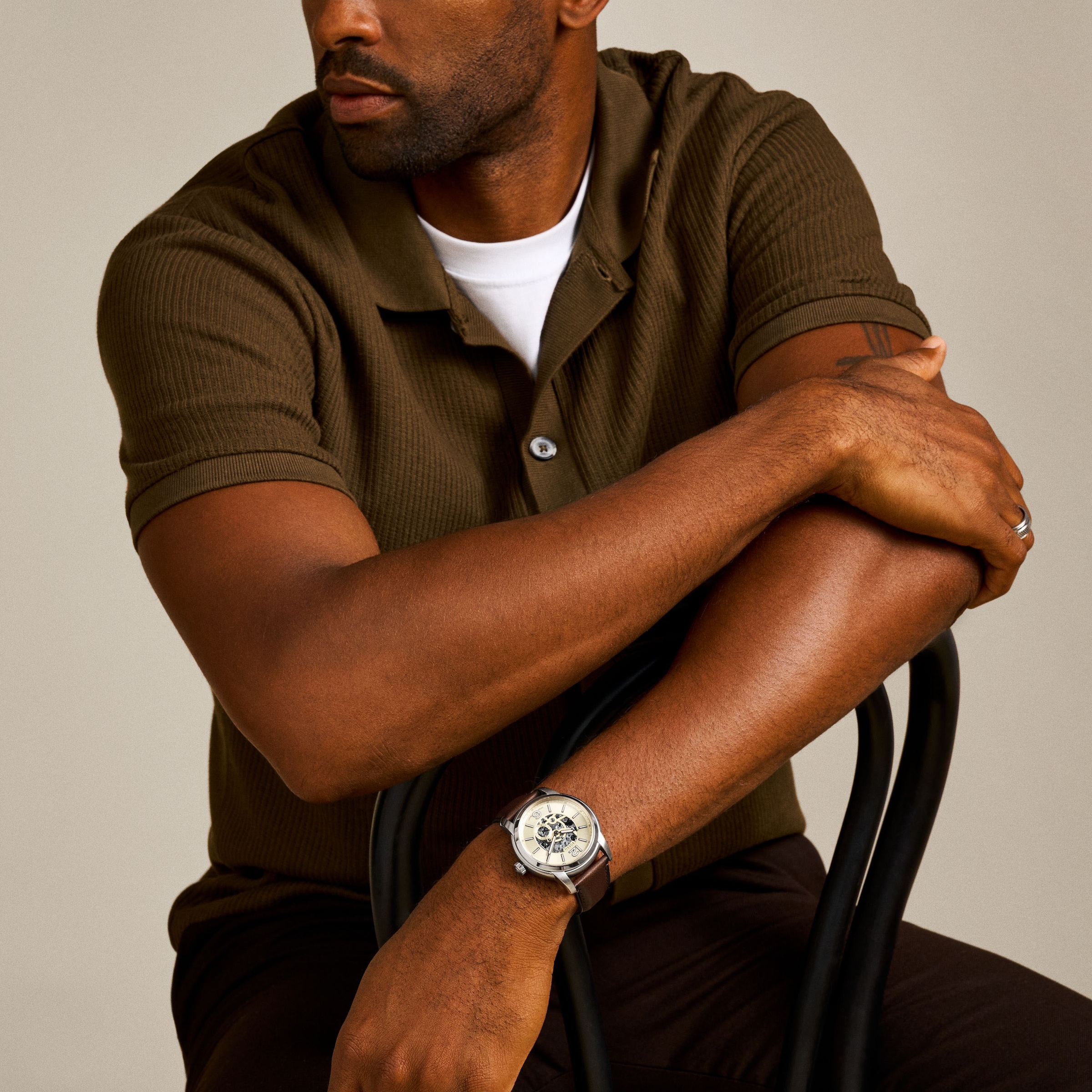 Fossil Automatikuhr »HERITAGE« Armbanduhr, Herrenuhr, Mechanische Uhr, Lederarmband, analog