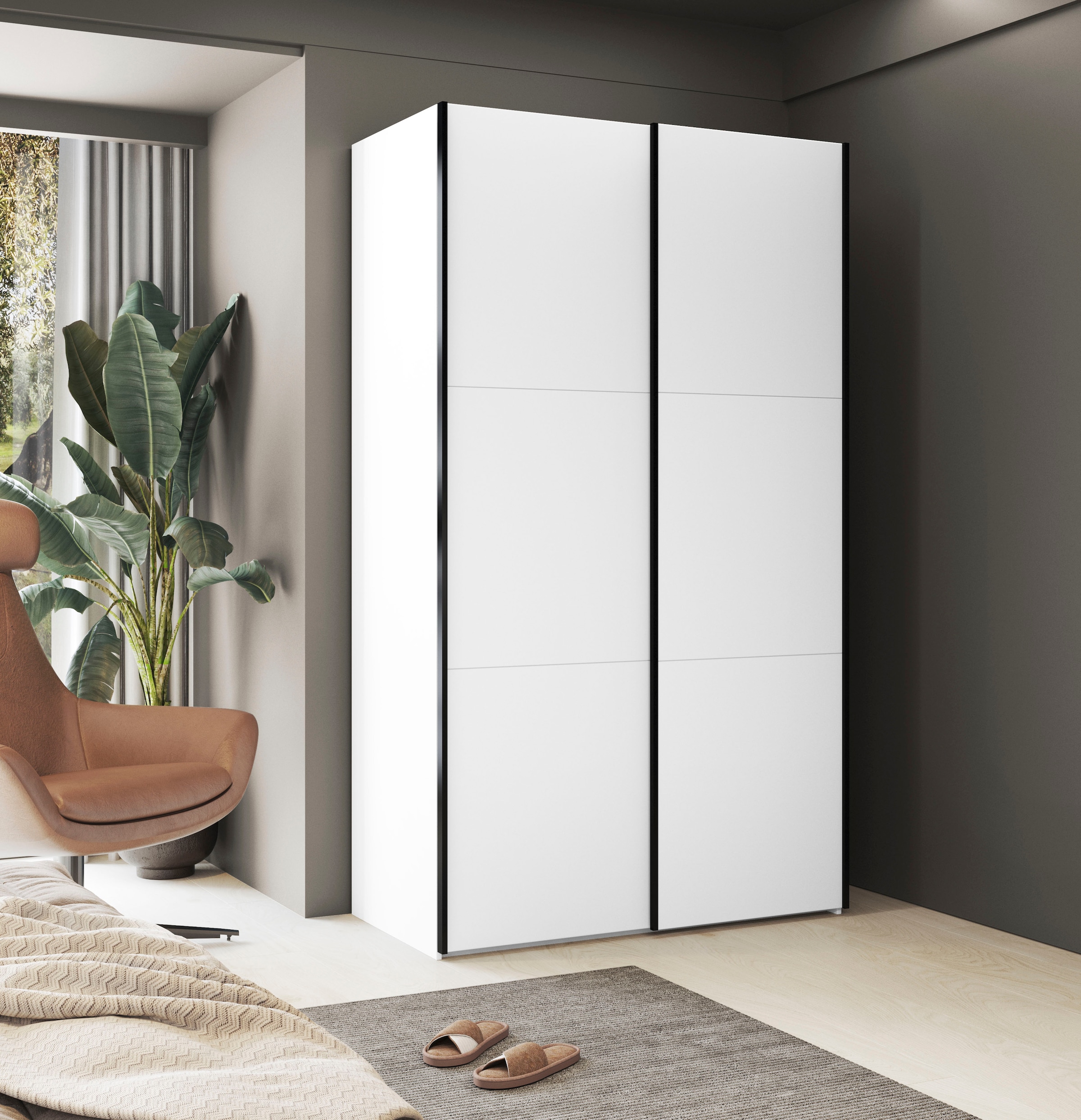 Home affaire Kleiderschrank »Eastvale, 120x64x210cm, ideal für kleine Räume oder Nischen«, Schrank mit Schwebetüren, FSC-zertifiziert, Metallgriffe