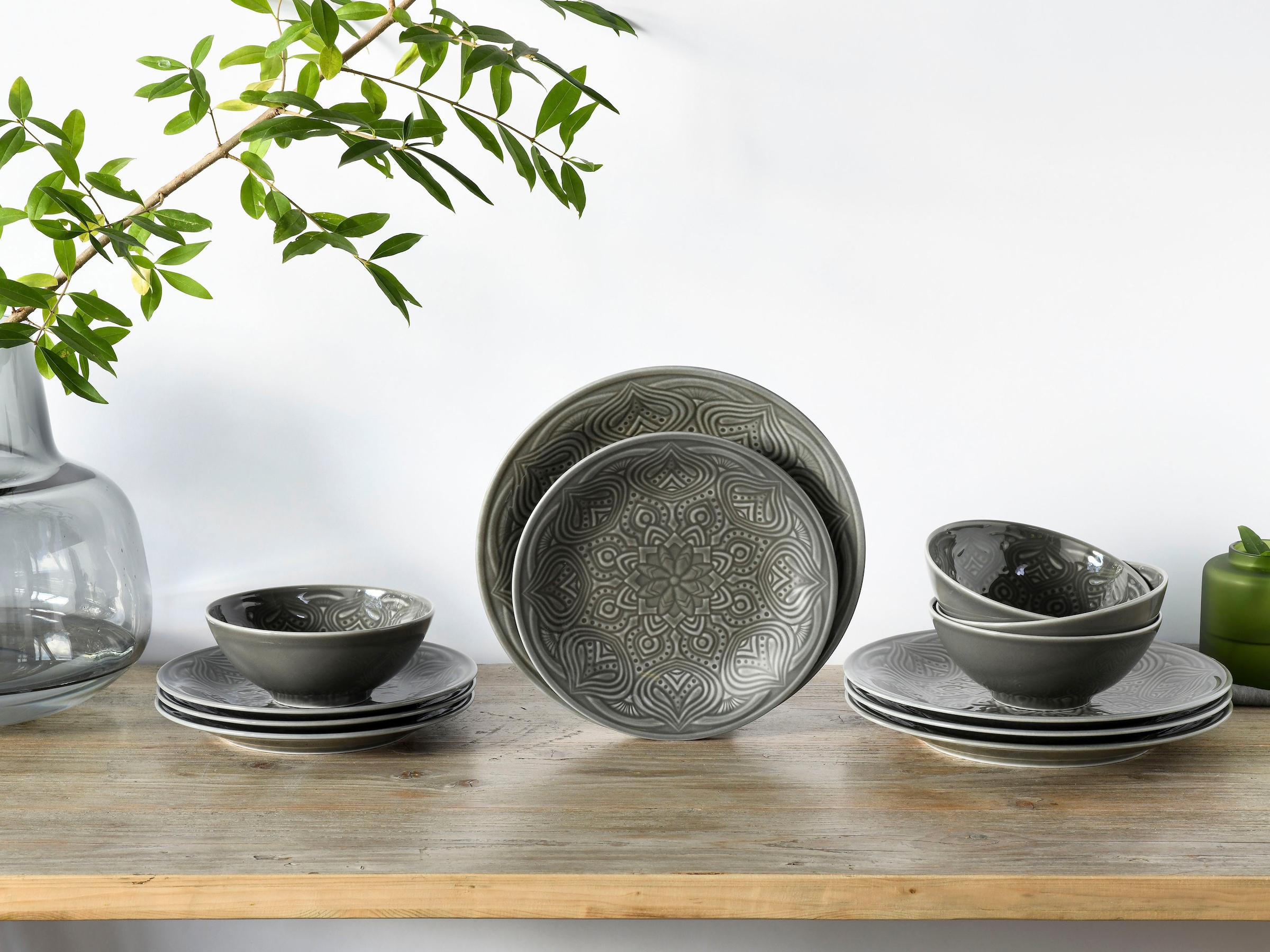 CreaTable Teller-Set »Orient Mandala«, (Set, 12 tlg.), Speiseteller, Dessertteller und Schalen im Set