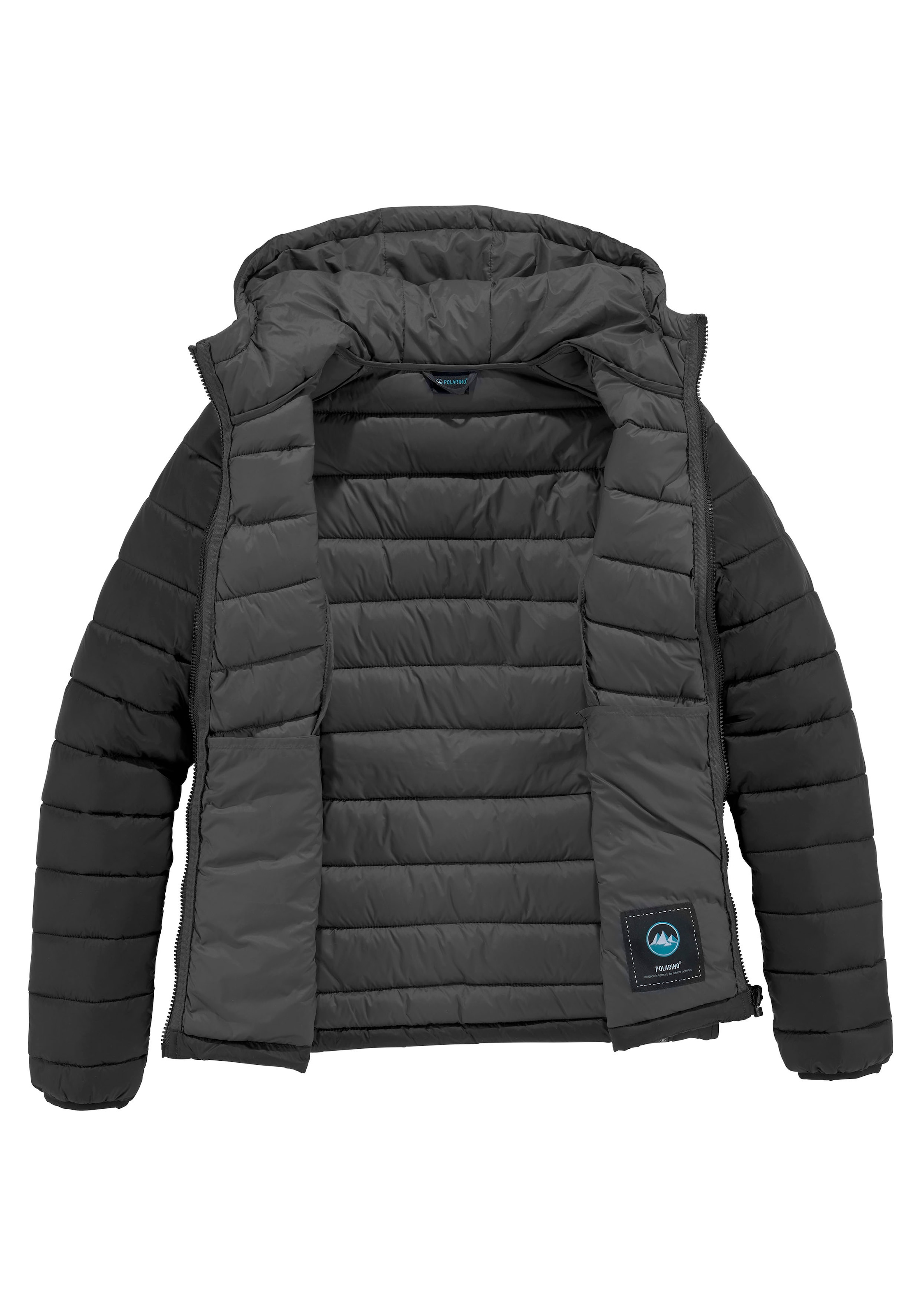 Polarino Steppjacke, mit Kapuze, für kühle Tage, aus leichtem Webmaterial, wasserabweisend