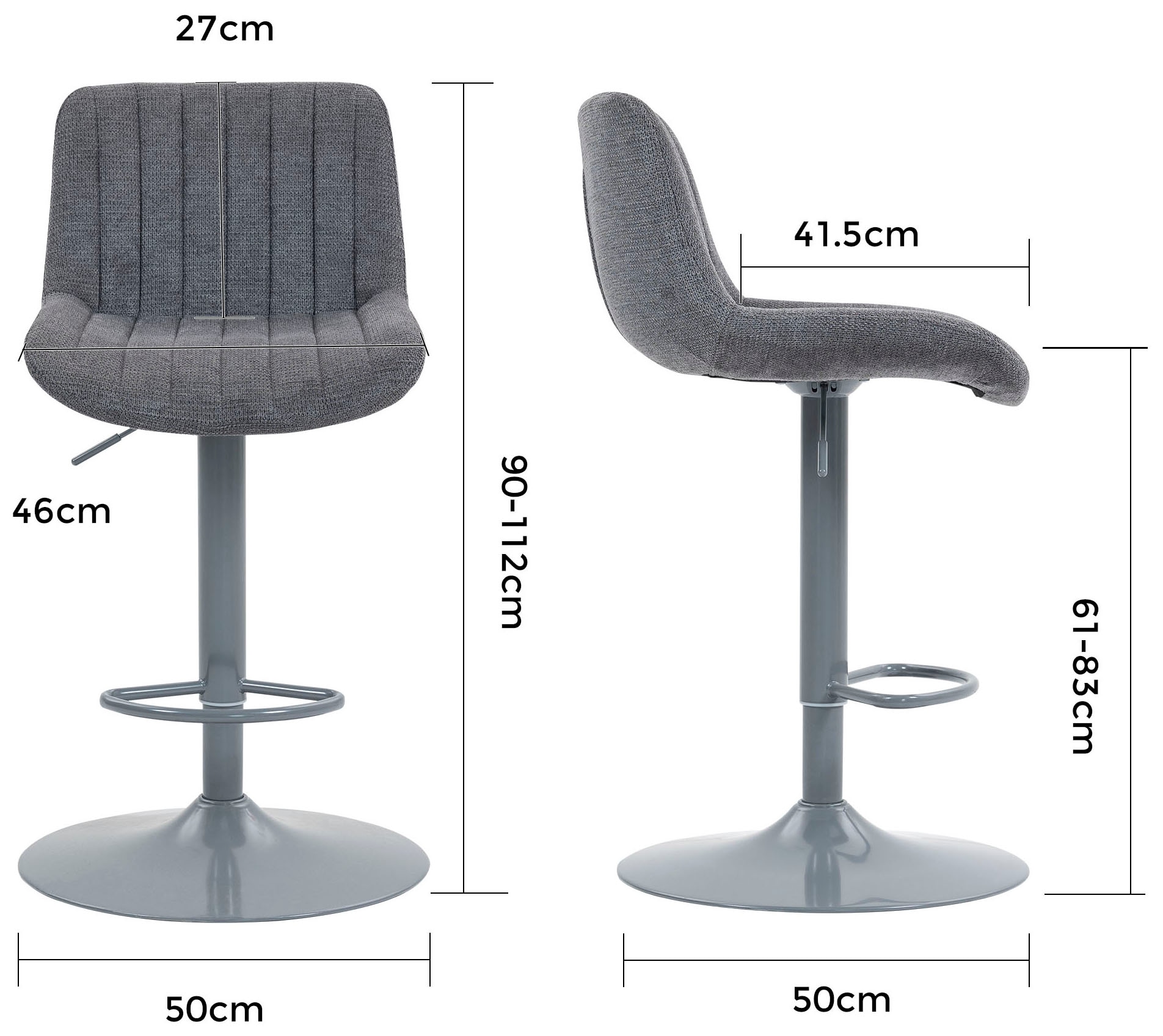 Duo Collection Barhocker »Kelly« 1 Stk. tlg. inkl. Rückenlehne und Fußstütze, höhenverstellbar, 360° drehbar