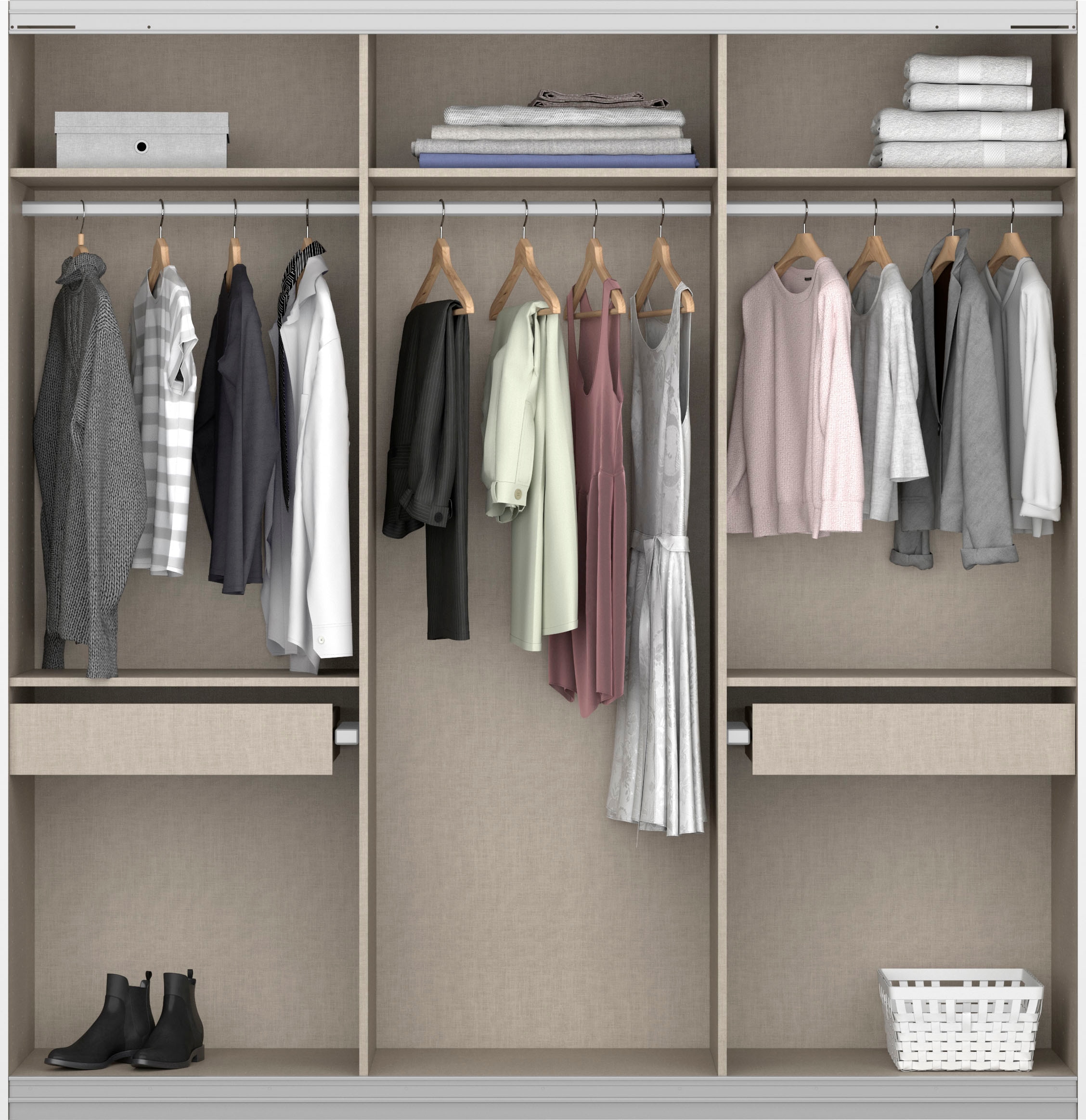 rauch Schwebetürenschrank »Kleiderschrank Schrank Garderobe BESTSELLER KOLUNA mit Spiegel« Breiten 203/271/315/360 cm Höhen 210/229 cm,  inkl. 2 Innenschubladen sowie extra Einlegeböden MADE IN GERMANY