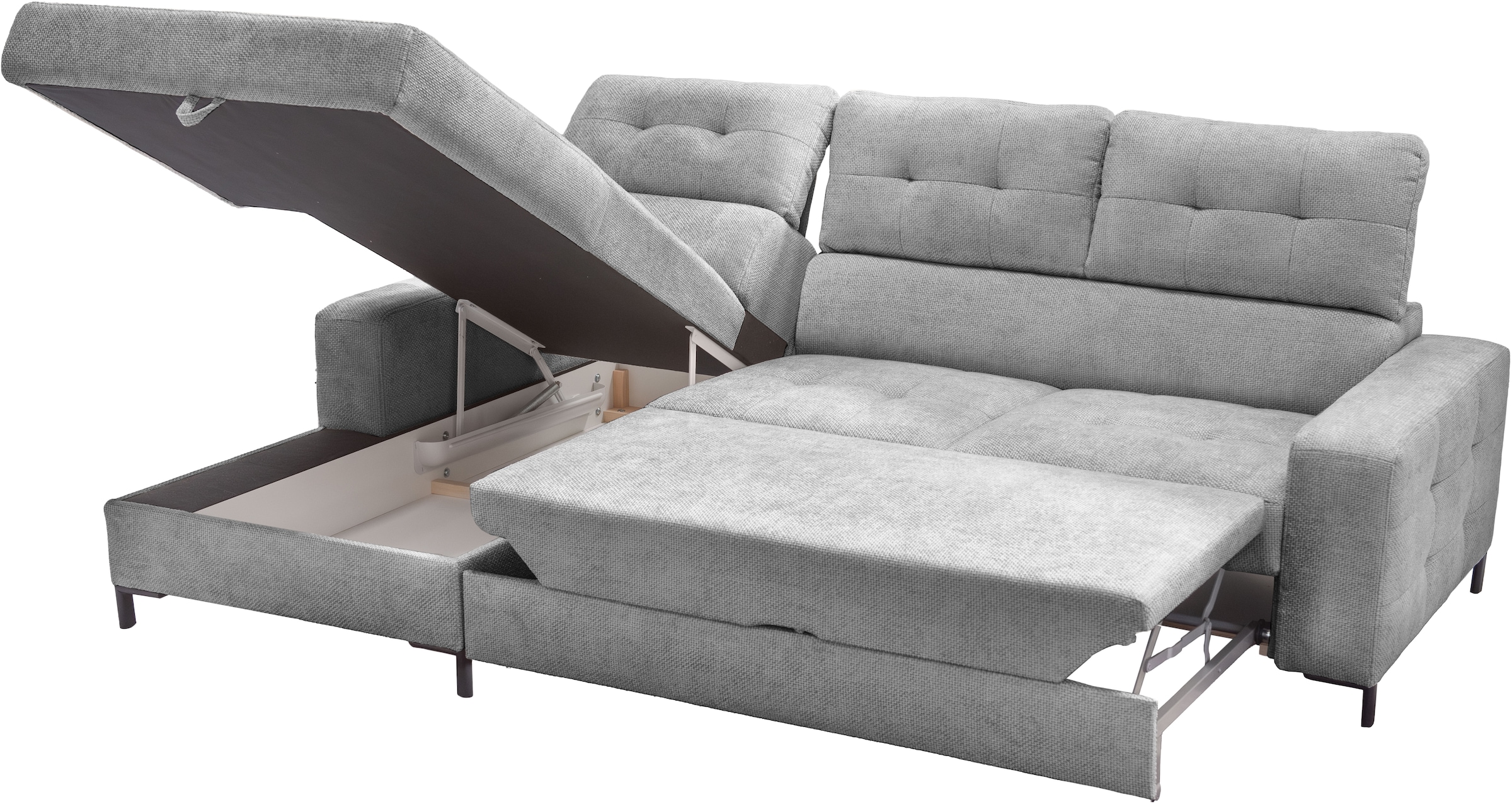 exxpo - sofa fashion Ecksofa »Bonito, mit Rücken- und Sitztiefenverstellung, inkl. Bett & Bettkasten«, Sitztiefenverstellung,Höhenverstellung