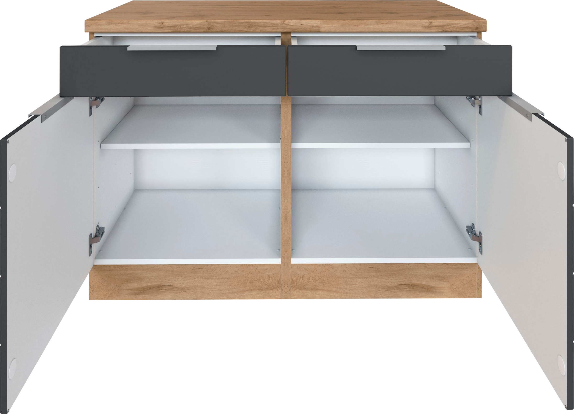 KOCHSTATION Unterschrank »KS-Luhe« 120 cm breit, für viel Stauraum, MDF-Fronten mit waagerechter Lisene
