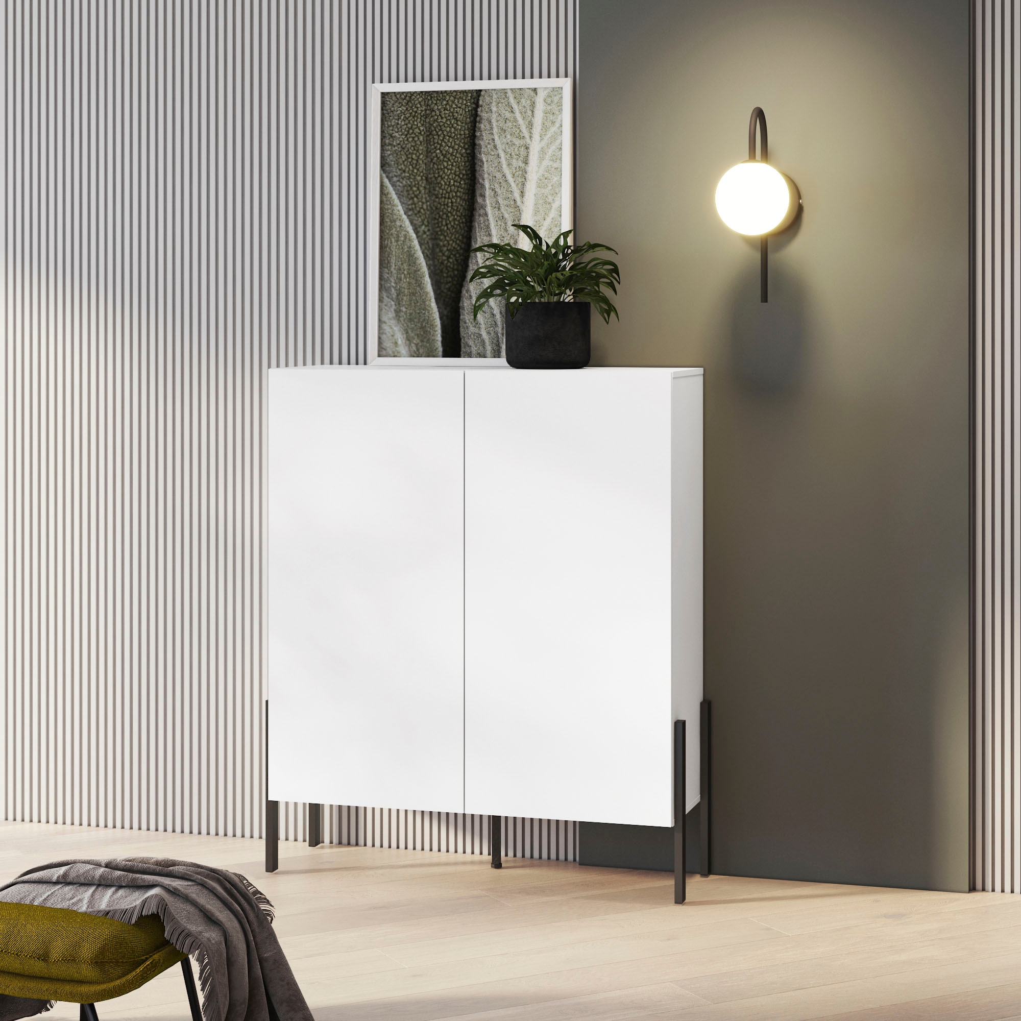 INOSIGN Kommode »Jukon, Breite 110 cm, moderne grifflose Hochschrank, 2Türen«, Highboard mit viel Stauraum, push-to-open-Funktion