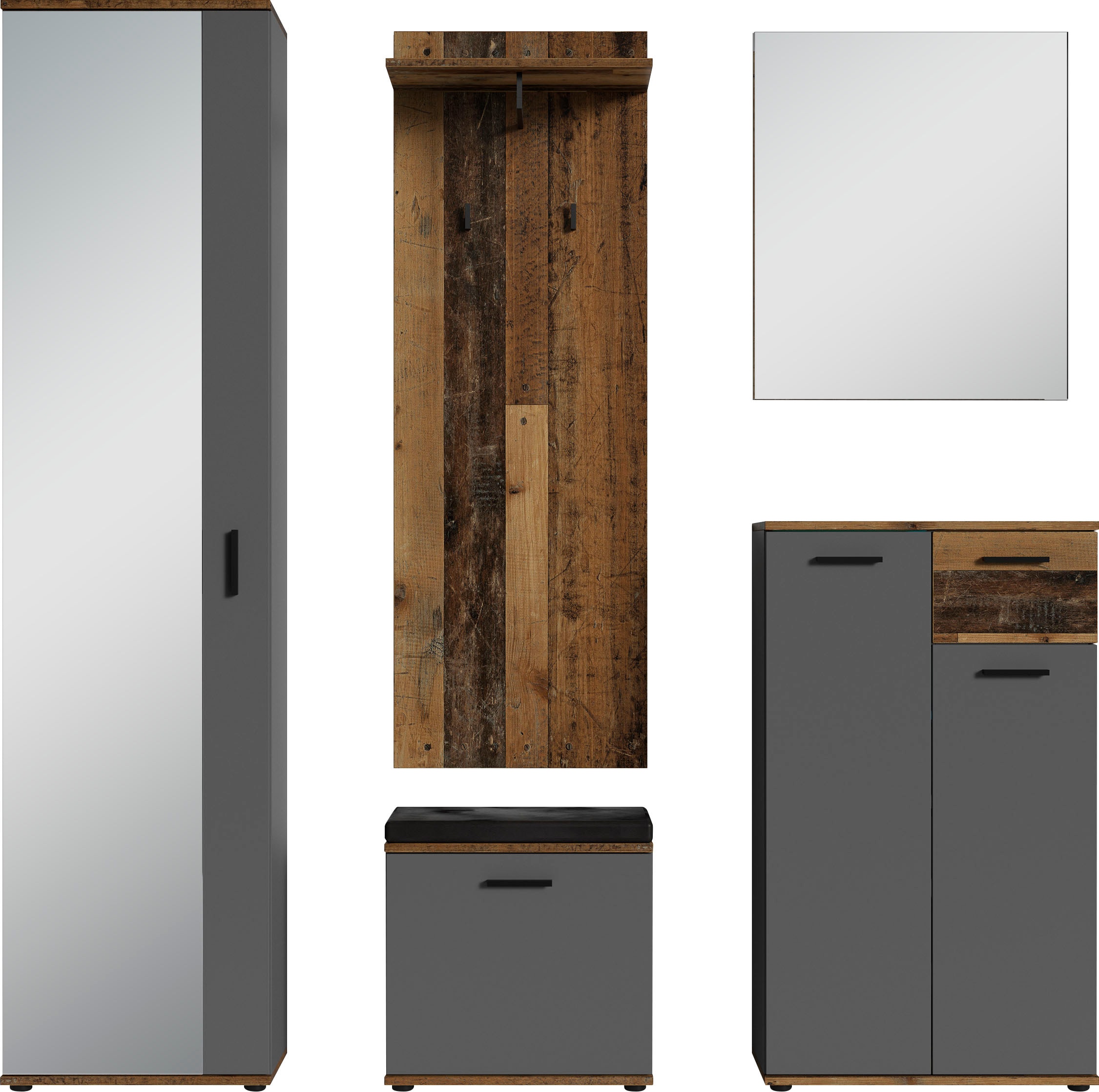 byLIVING Garderobenschrank »Jakob«, mit großem Spiegel, Breite 49 cm