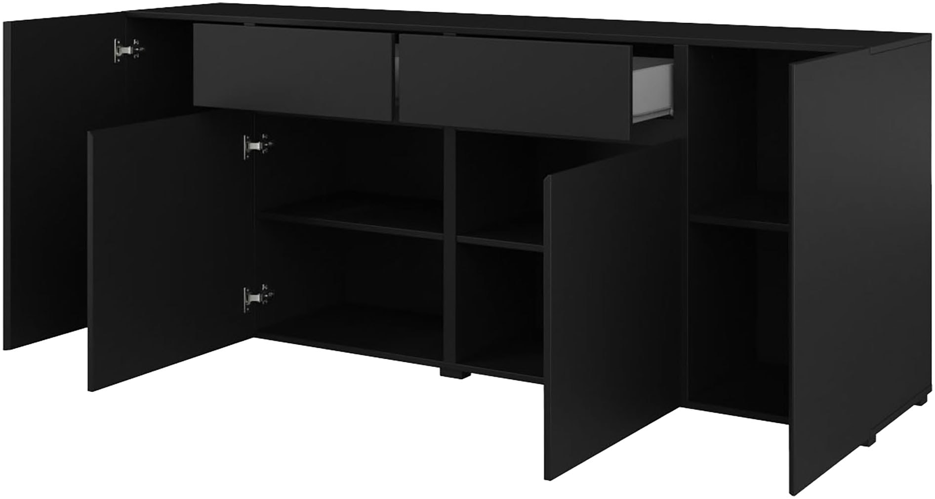 INOSIGN Sideboard »Metric,Breite 195 cm, grifflose Kommode 4 Türen/2 Schubkästen«, Schubladenschrank mit viel Stauraum, Einlegeböden verstellbar