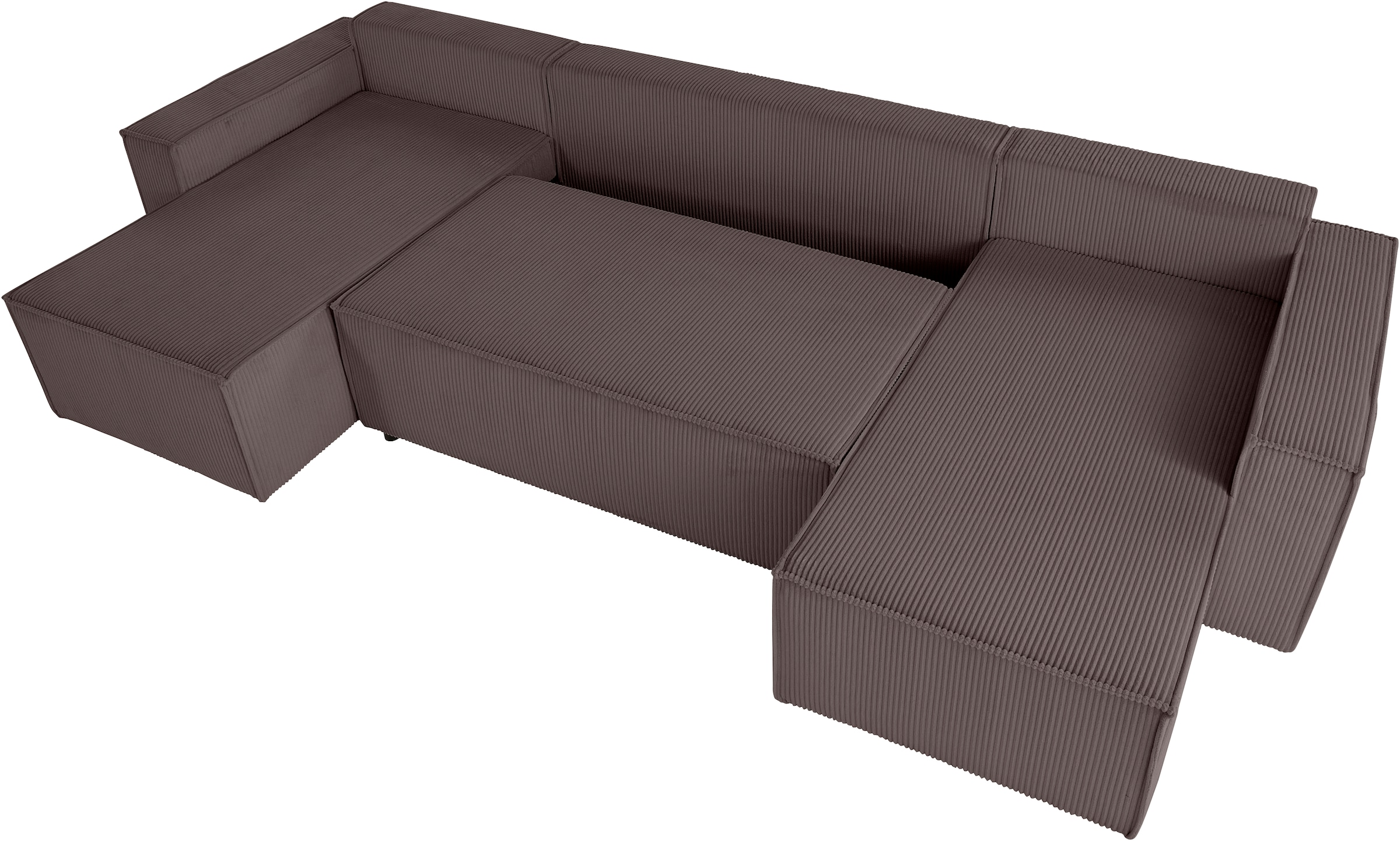 OTTO home Wohnlandschaft »Cassi, 311 cm, U-Form, Schlafsofa, Dauerschläfer, Boxspringfederung«, Schlaffunktion (133/270cm), Bettkasten, Seitentaschen, Cord-Bezug